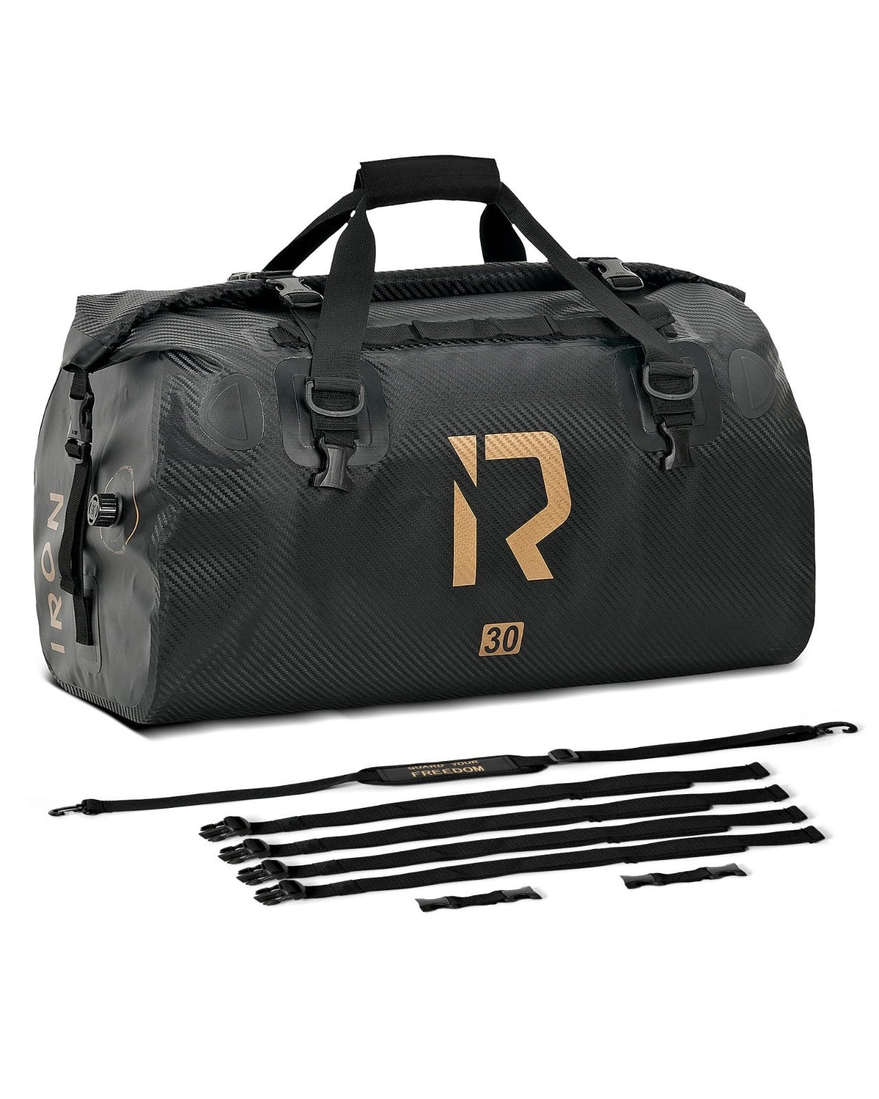 Waterproof Motorcycle Duffle Bag - 30L Tail Bag with Roll Top, Shoulder Straps,8