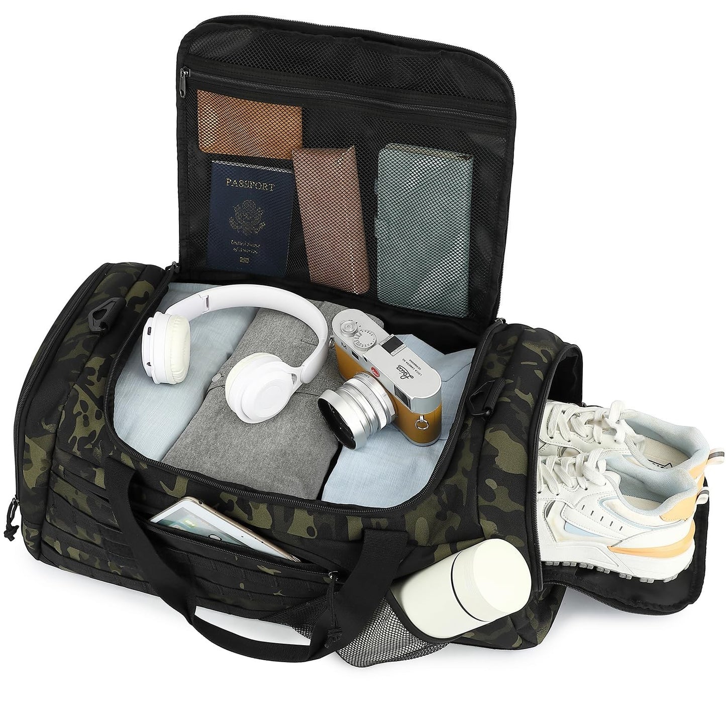 Multi Functional 45L Tactical Gym Duffle Backpack   Shoe Compartment, Wet Pocket7
