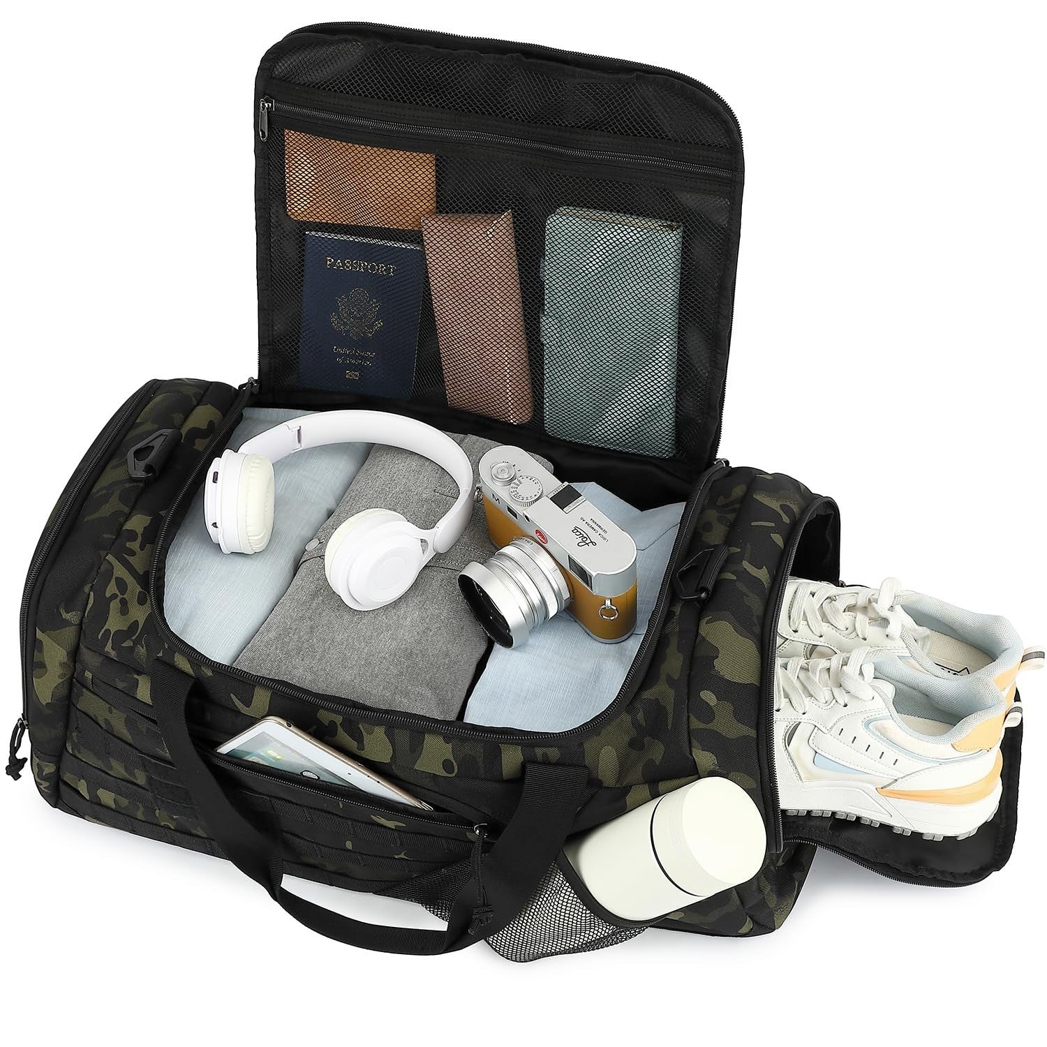 Multi Functional 45L Tactical Gym Duffle Backpack   Shoe Compartment, Wet Pocket7