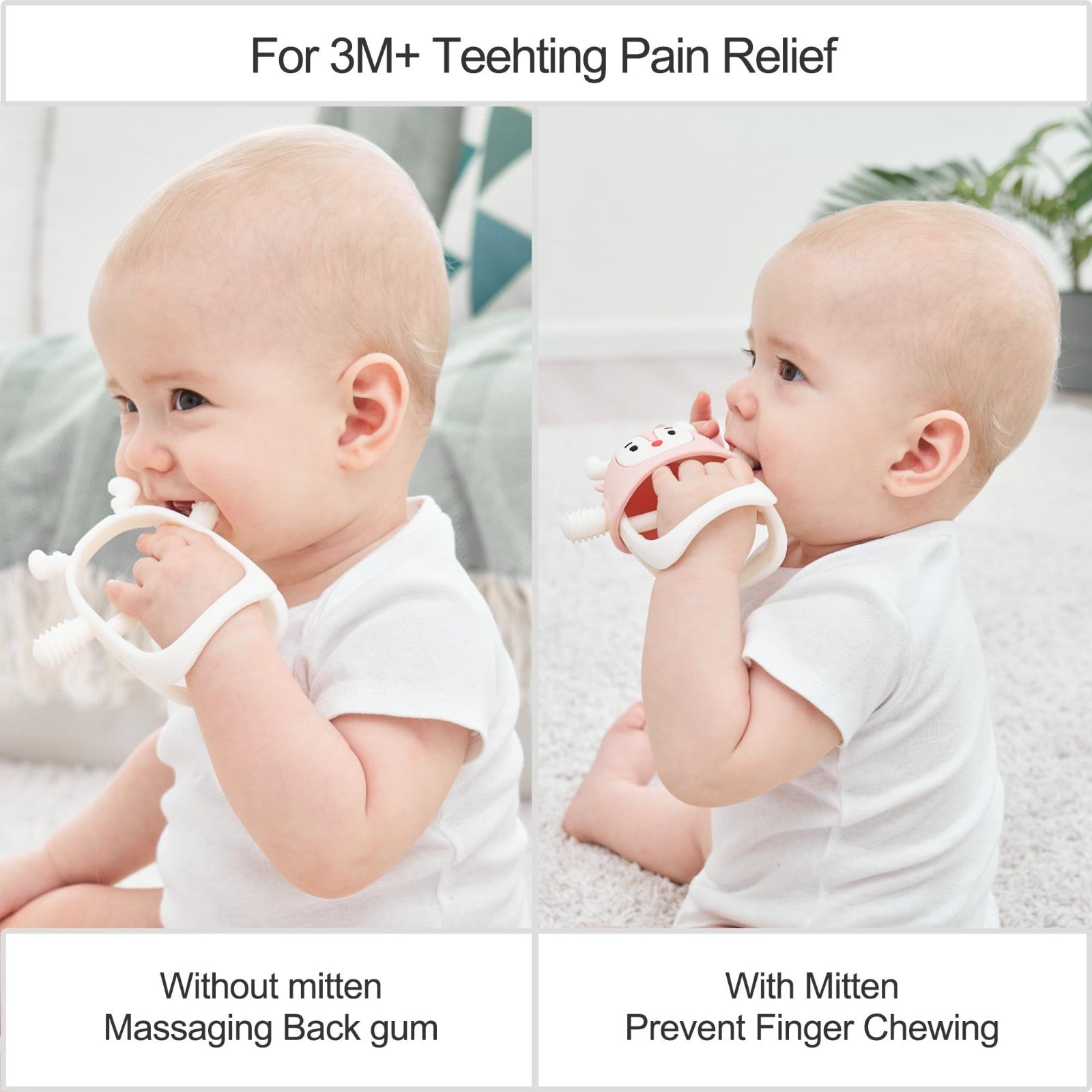 Soft Silicone Baby Teething Toy Set | Penguin & Reindeer Chew Toys | Teething Mi3