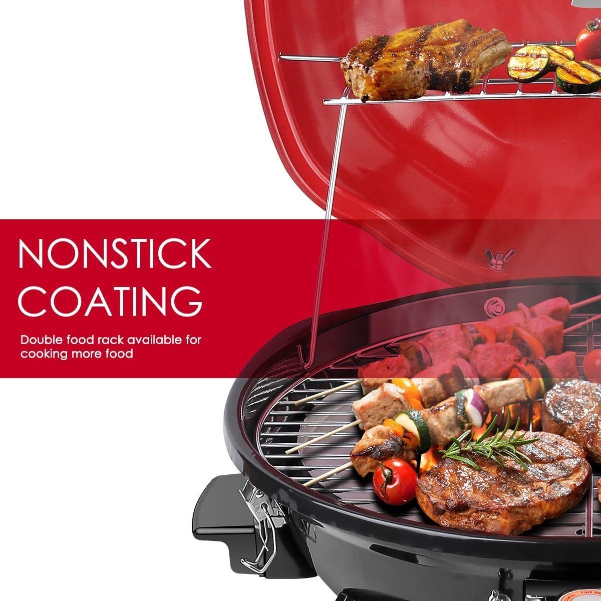 1600W Electric BBQ Grill - 15-Serving Indoor/Outdoor Portable Grill, Double Laye3