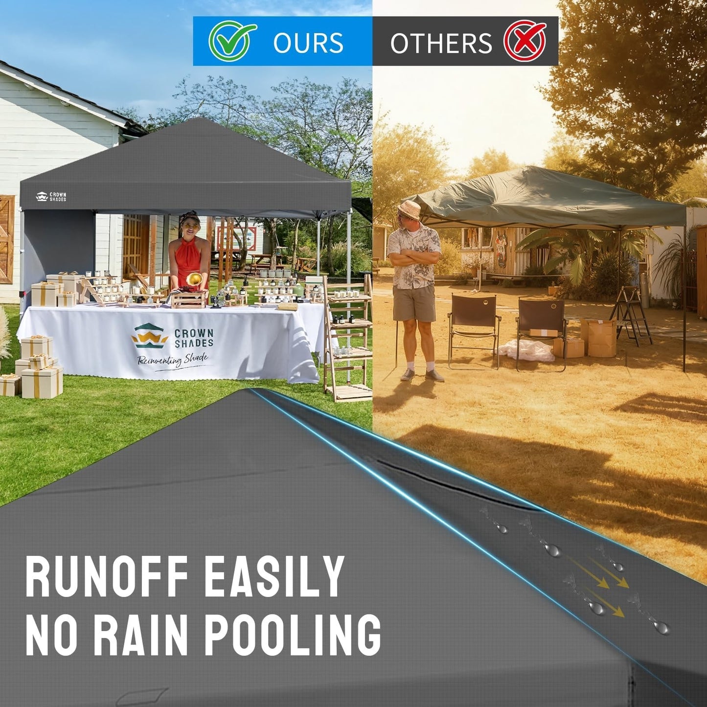 8x8 Pop Up Canopy Tent with Side Wall, Easy Setup Outdoor Gazebo, Sun Shade for6