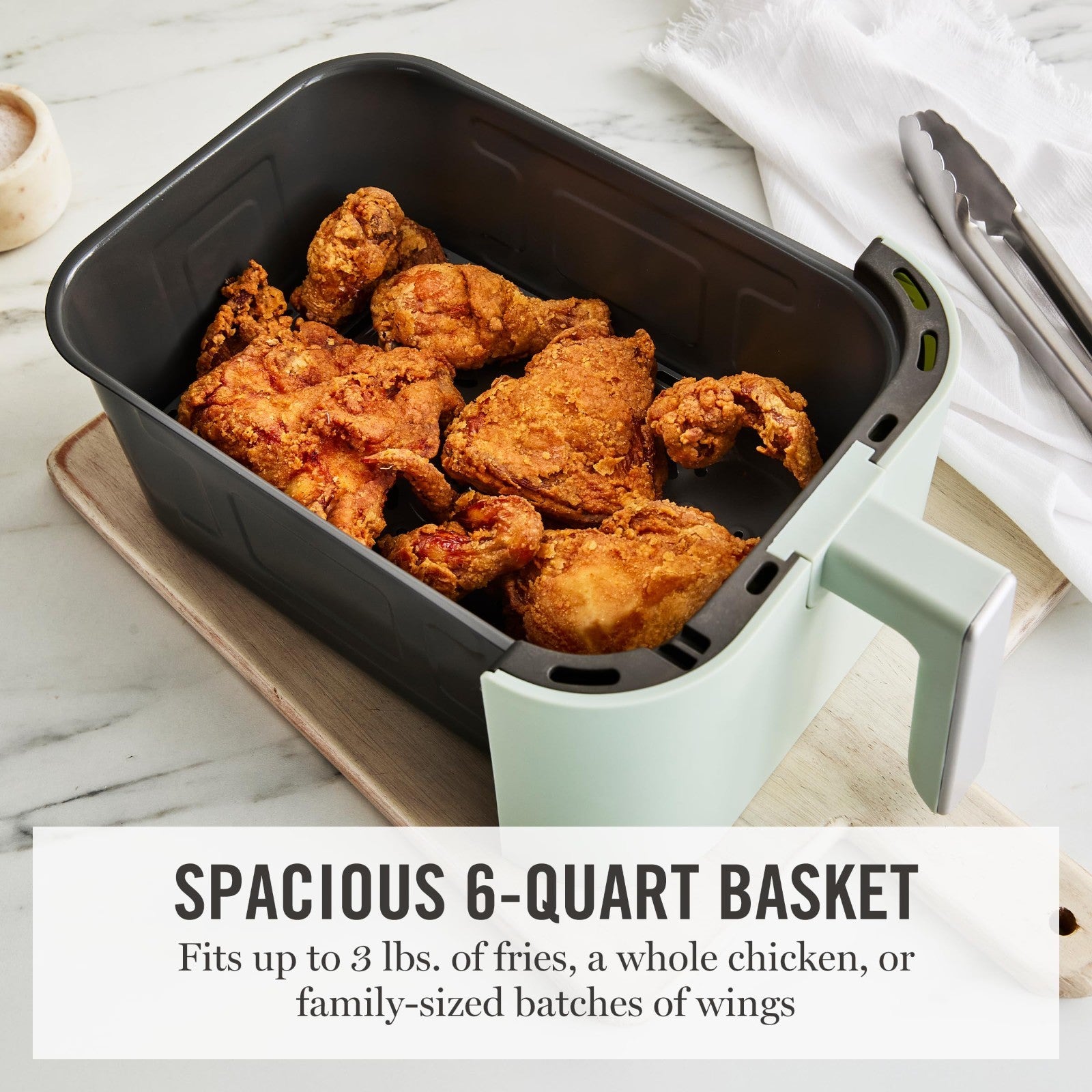6QT Air Fryer, 6-in-1 Multi-Cooker, Bake, Broil, Roast, Dehydrate, Non-Stick Bas4
