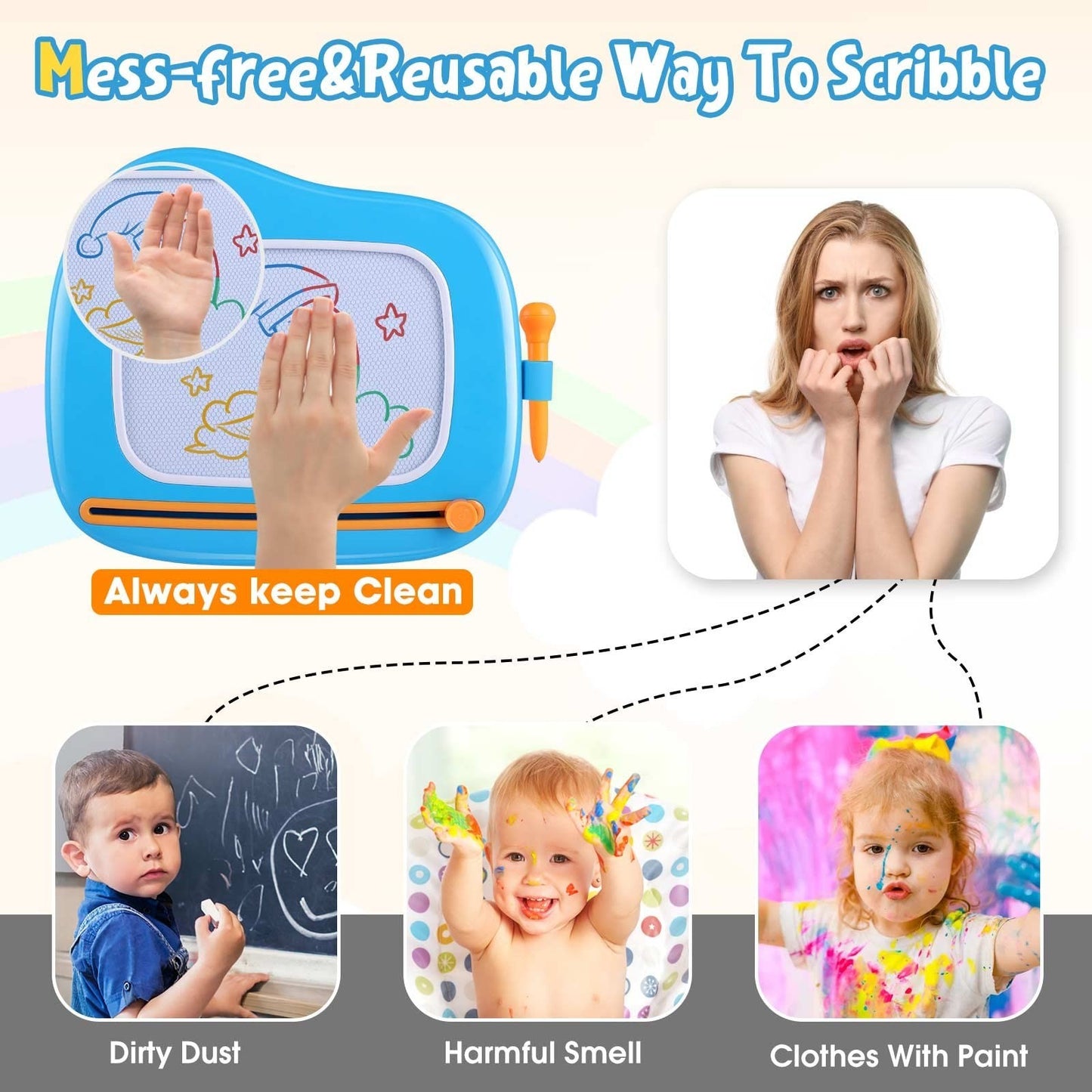 Magnetic Drawing Board for Kids - Educational Toy for Toddlers Age 1-3 - Birthda3