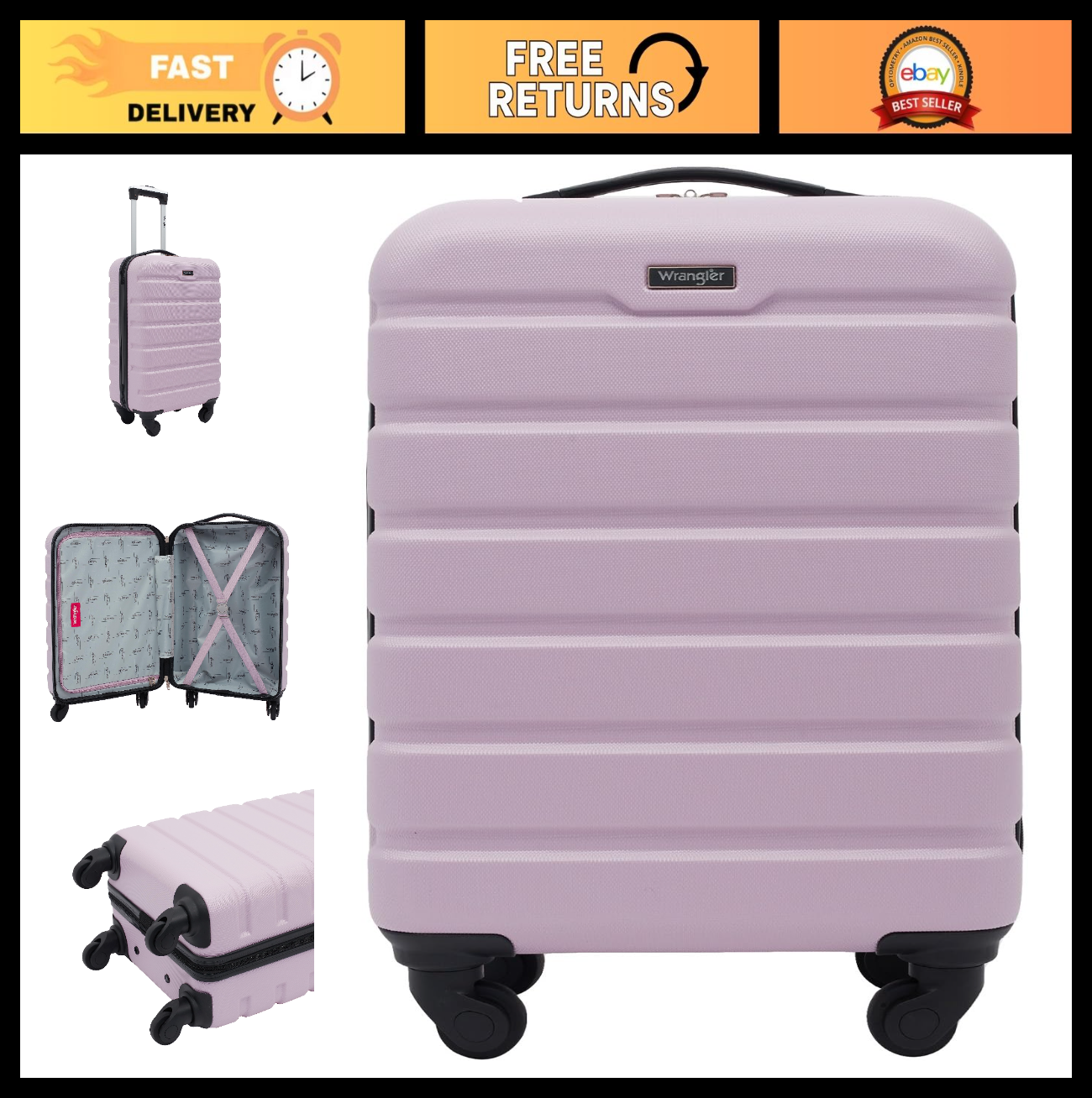 22" Hardside Spinner Carry-On Luggage - Lightweight, Durable, Travel Bag, Lilac0