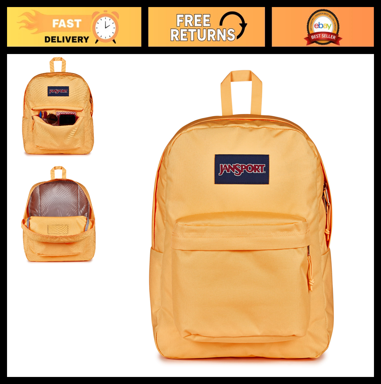 Durable Lightweight Backpack   1 Main Compartment, Front Utility Pocket, Orange0