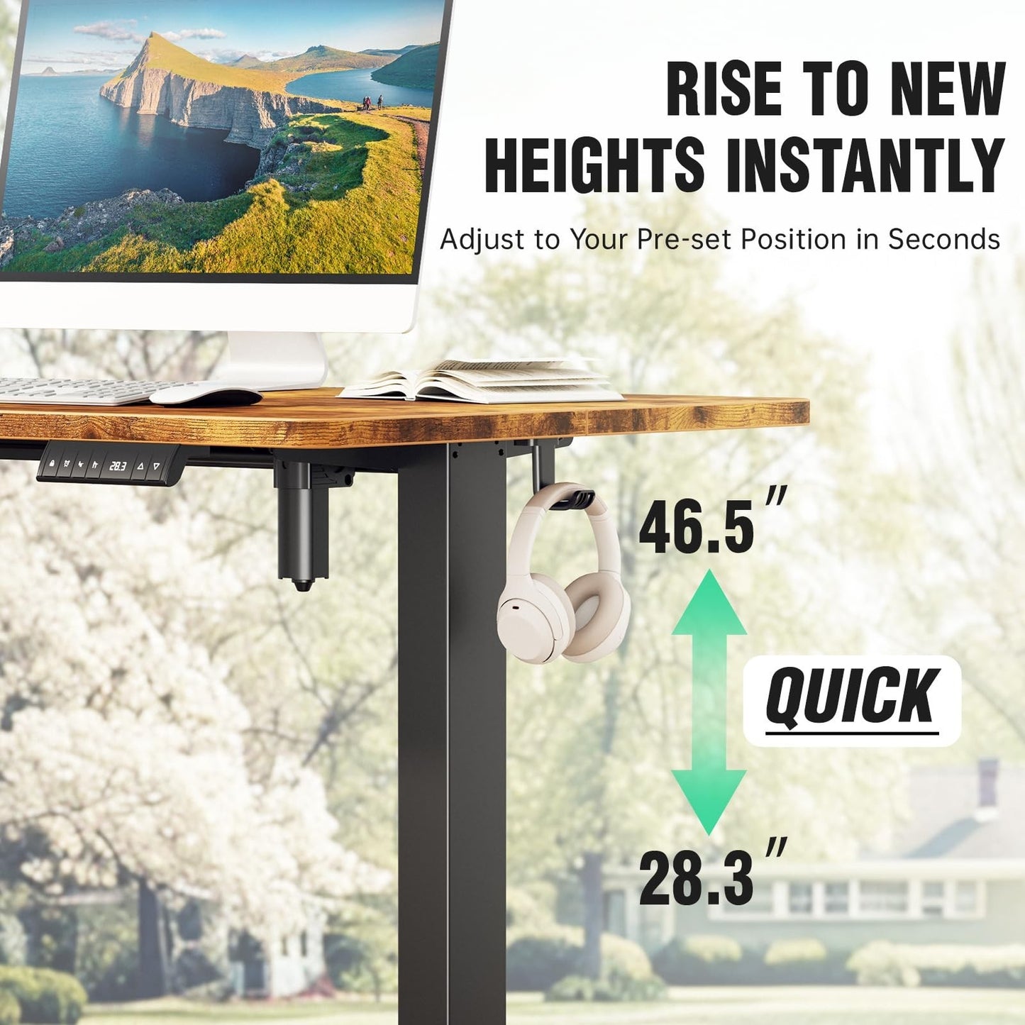 Adjustable Height Standing Desk 47.2" - Modern Wood Computer Table for Home & Of7