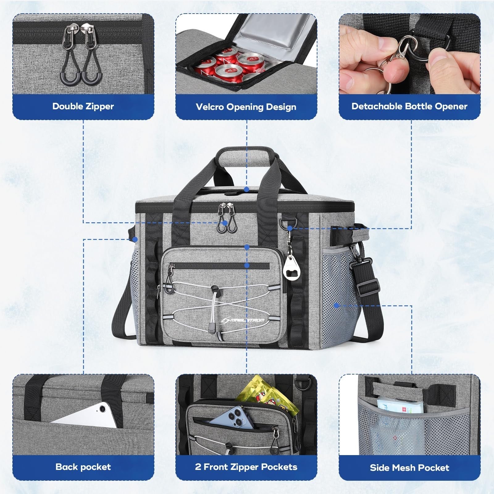 30/40 Can Soft Cooler Bag - Leakproof Insulated Ice Chest, 24h Cold, Lightweight3