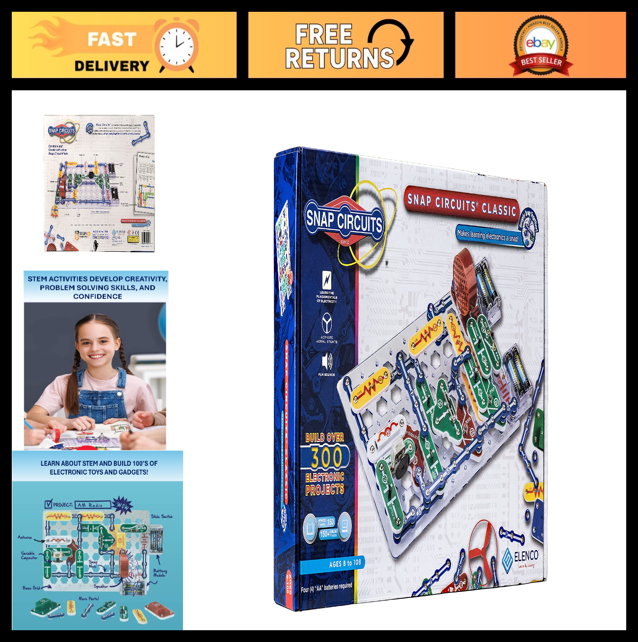 Electronics Exploration Kit   300+ Projects, STEM Educational Toy for Kids 8+, F0