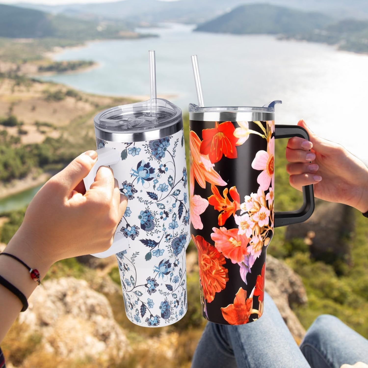 40 oz Insulated Tumbler with Handle & Straw   Leak Proof Travel Mug, Dishwasher4