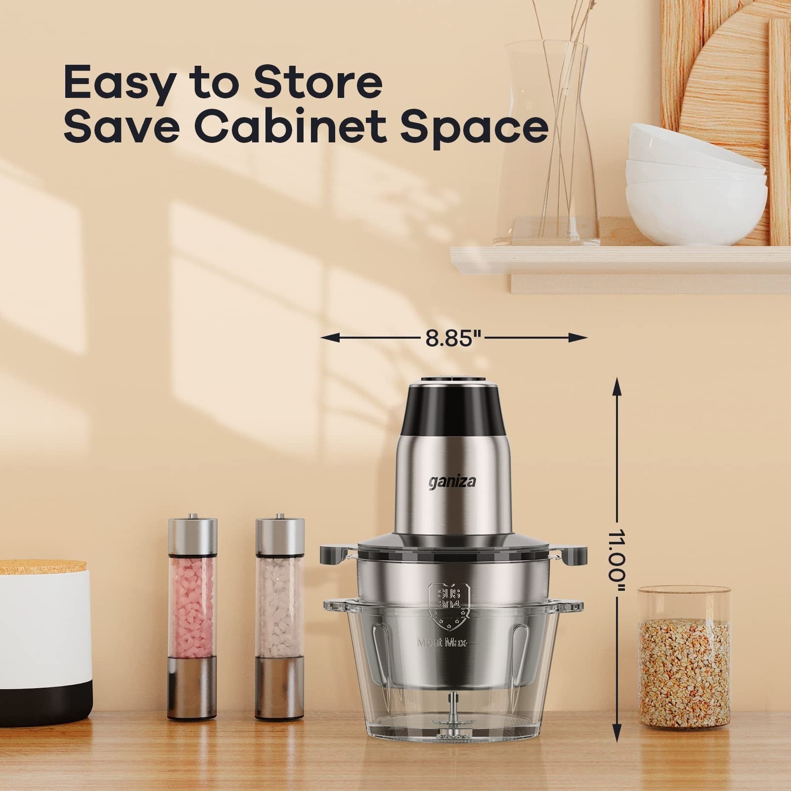 Multi-Functional Food Processor with 2 Bowls, 450W Meat Grinder & Veg Chopper2
