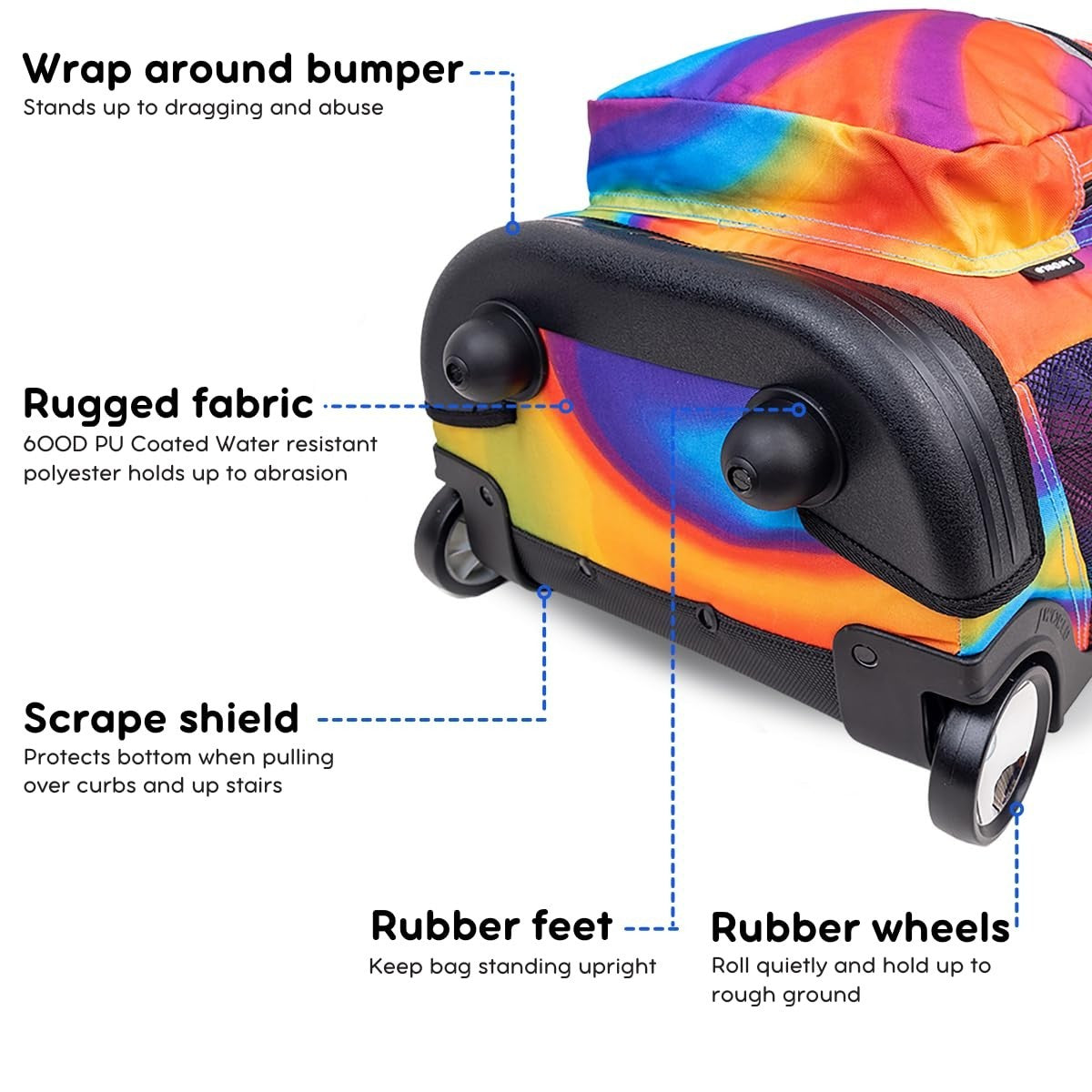 Kids Rolling Backpack with Wheels, 18" School Bookbag for Girls & Boys, Durable4