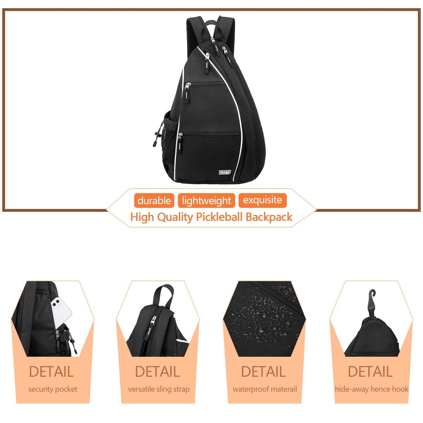 Adjustable Pickleball Backpack with Fence Hook, Large Capacity & Safety Pocket3