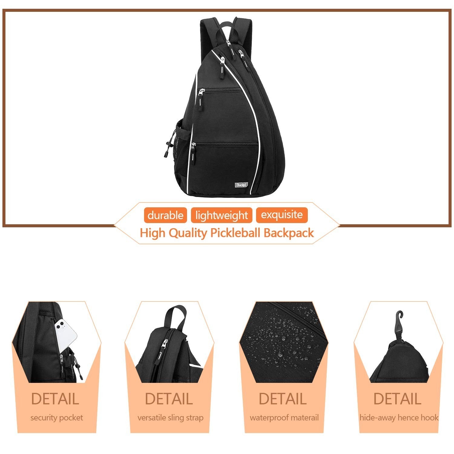 Adjustable Pickleball Backpack with Fence Hook, Large Capacity & Safety Pocket3