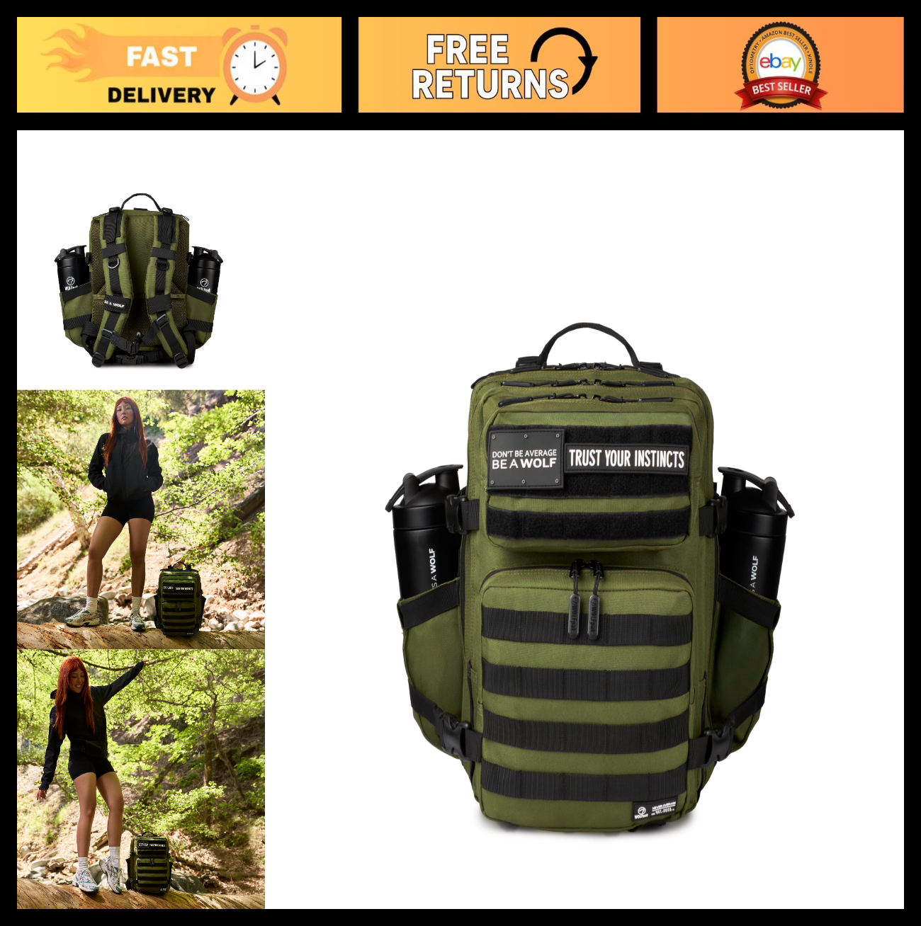 Durable 25L Waterproof Gym Backpack   1000D Oxford, MOLLE Webbing, Laptop Pocket0