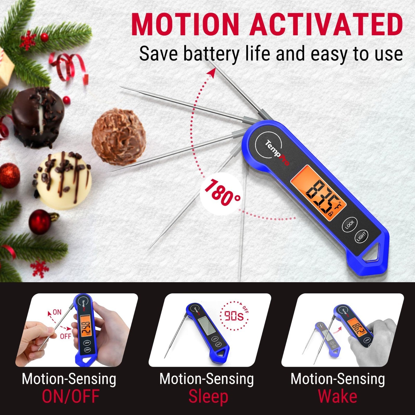 Instant Read Digital Meat Thermometer   1 Sec Motion Sensing BBQ Cooking Tool, P4