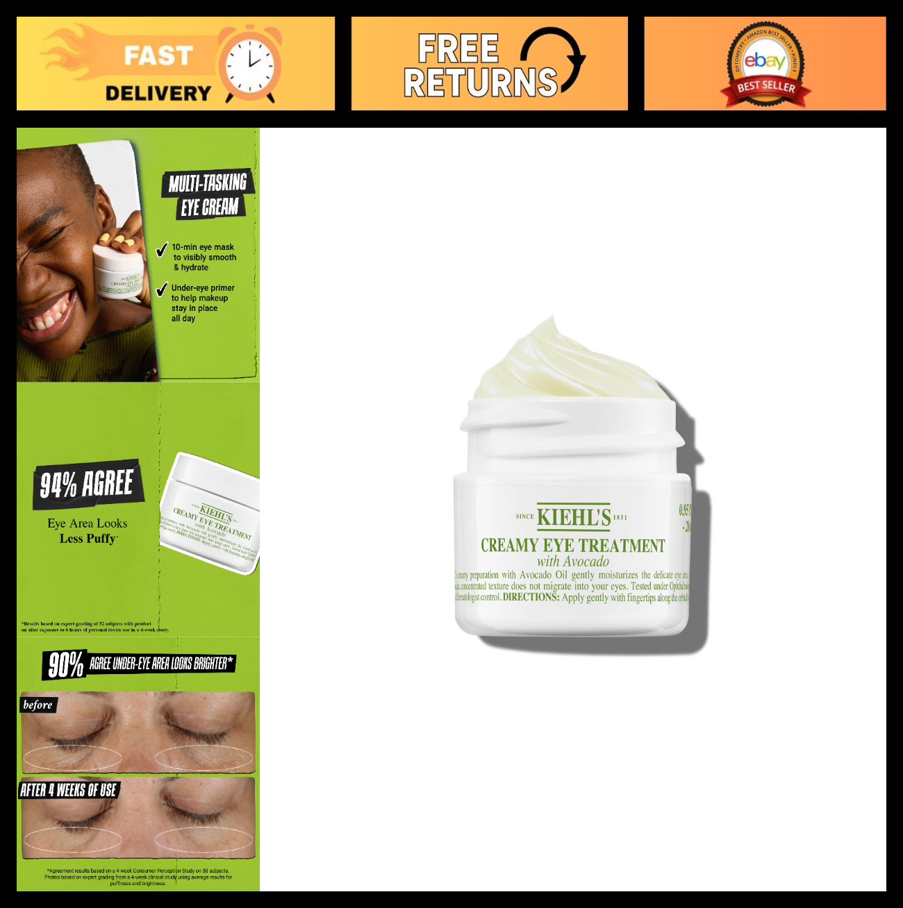 Avocado Eye Treatment for Dry Lines & Puffiness   Hydrating Under Eye Cream0