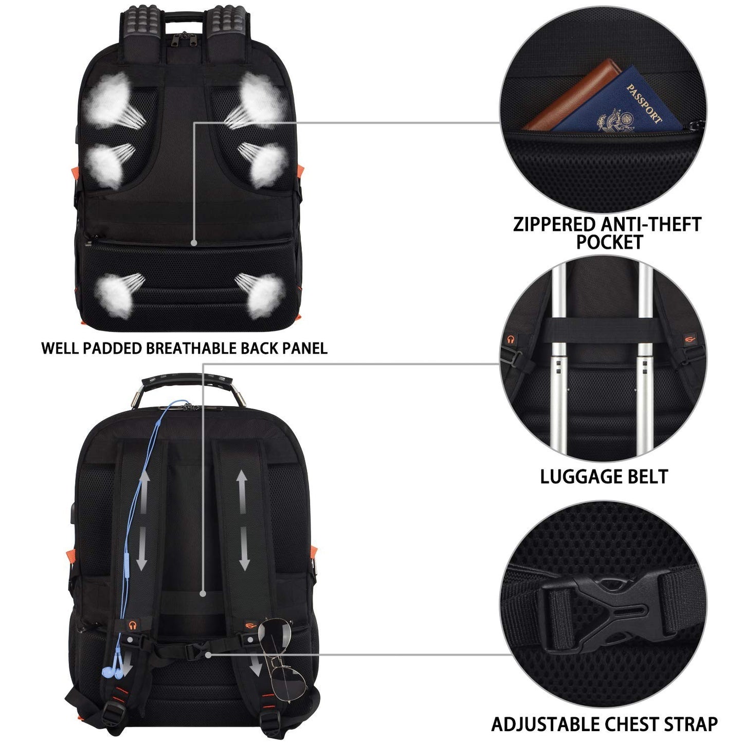 Extra Large 18.4" Gaming Laptop Backpack, TSA Friendly, RFID Anti Theft, Heavy D4