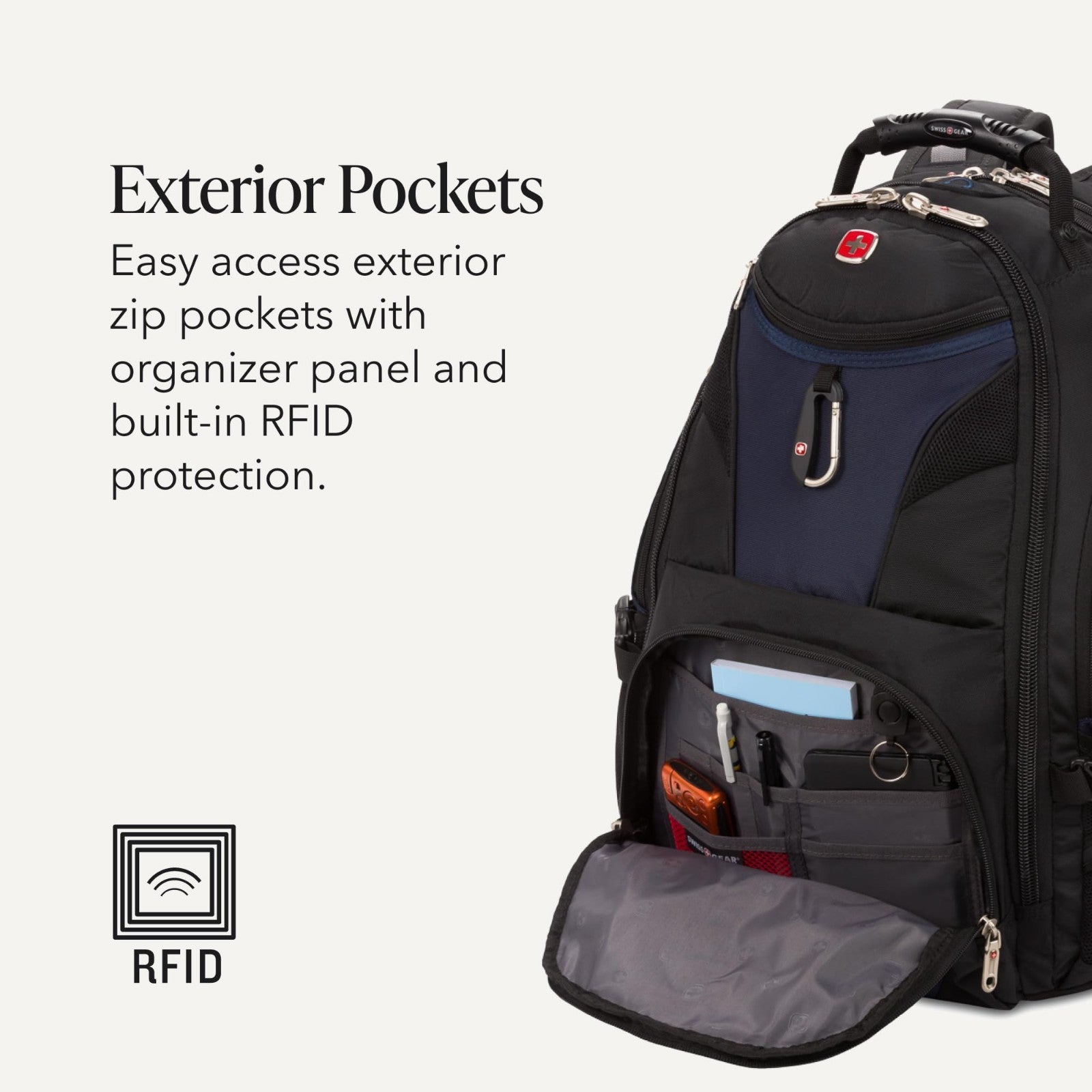 17 Inch TSA Friendly Laptop Backpack, RFID Protection, Tablet Pocket, Black, 31L3