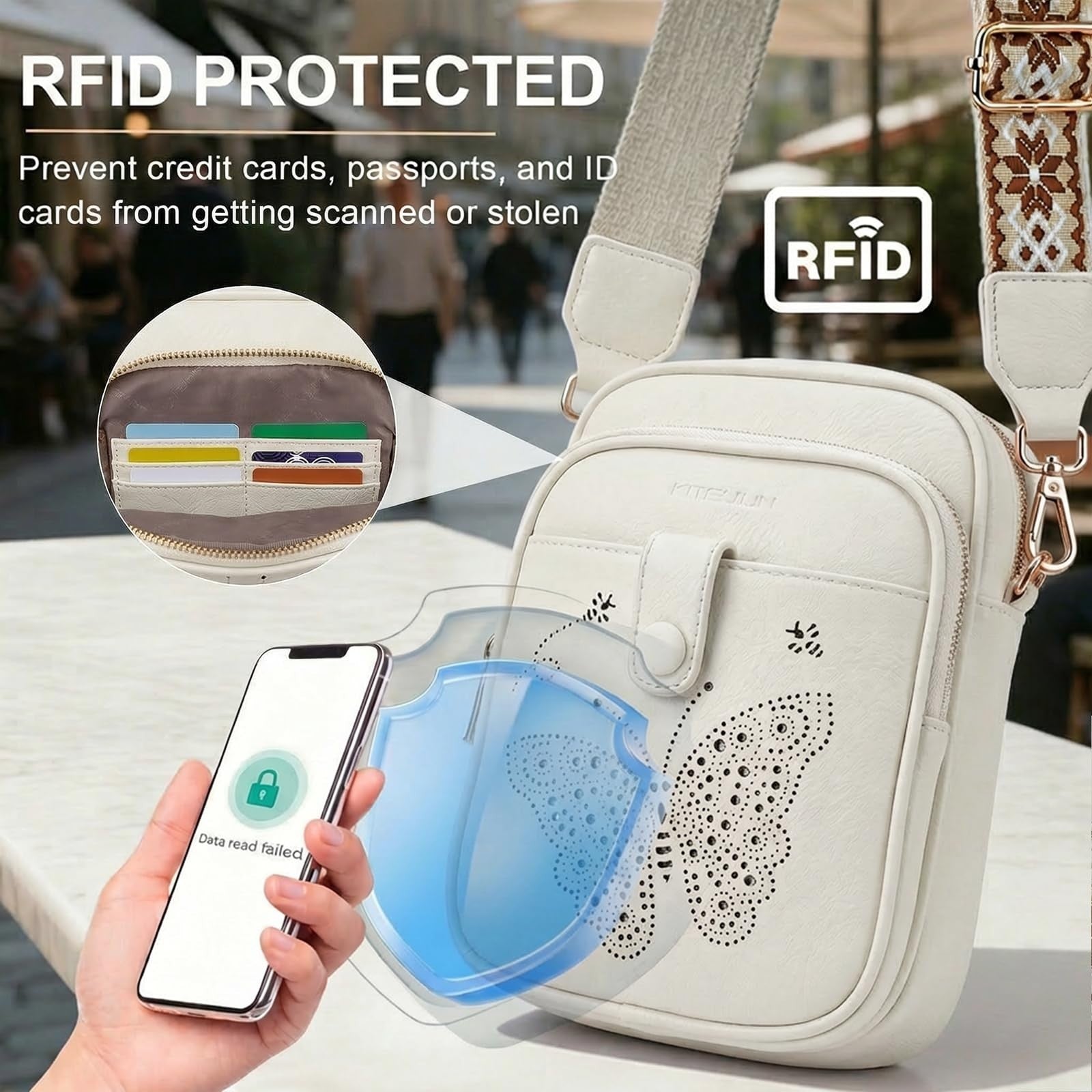 Stylish Leather Crossbody Bag for Women, Small Shoulder Purse with RFID Slots &3