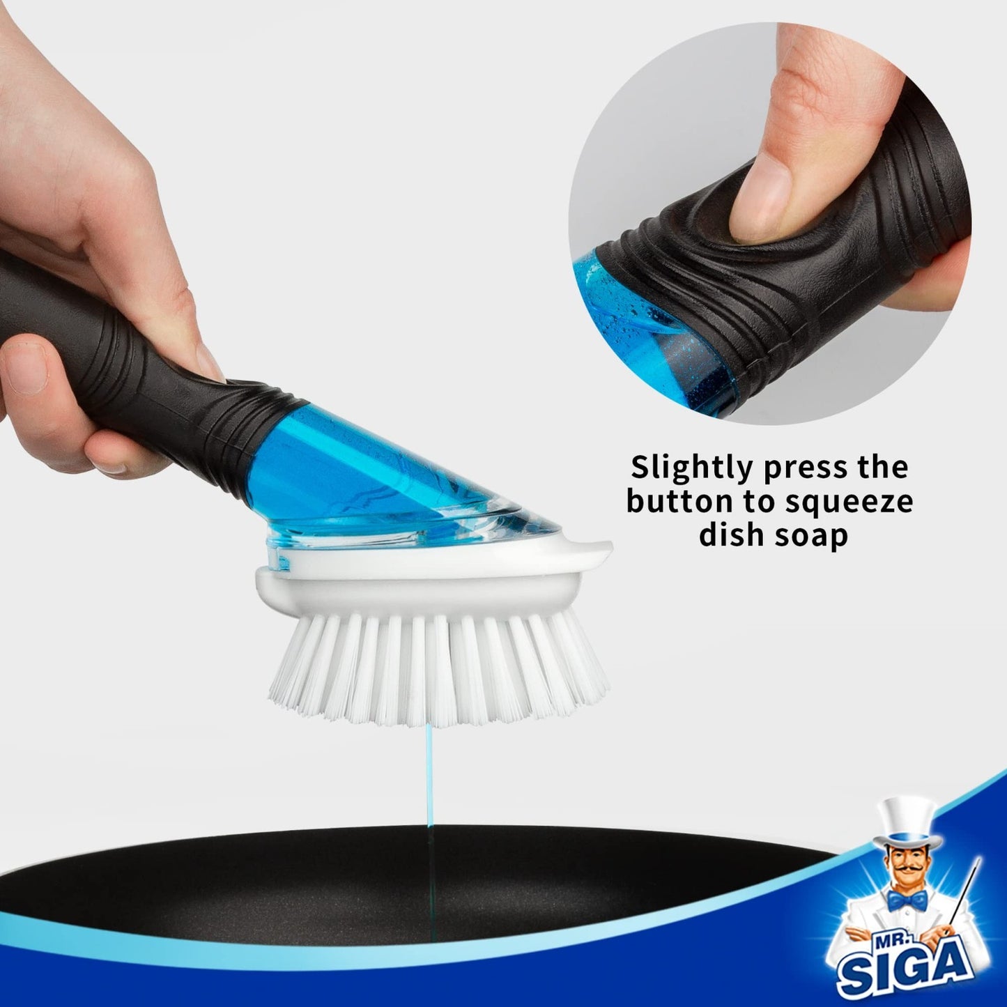 2 Pack Soap Dispensing Dish Brush Set   Kitchen Scrubber for Pots & Pans, Sink C3
