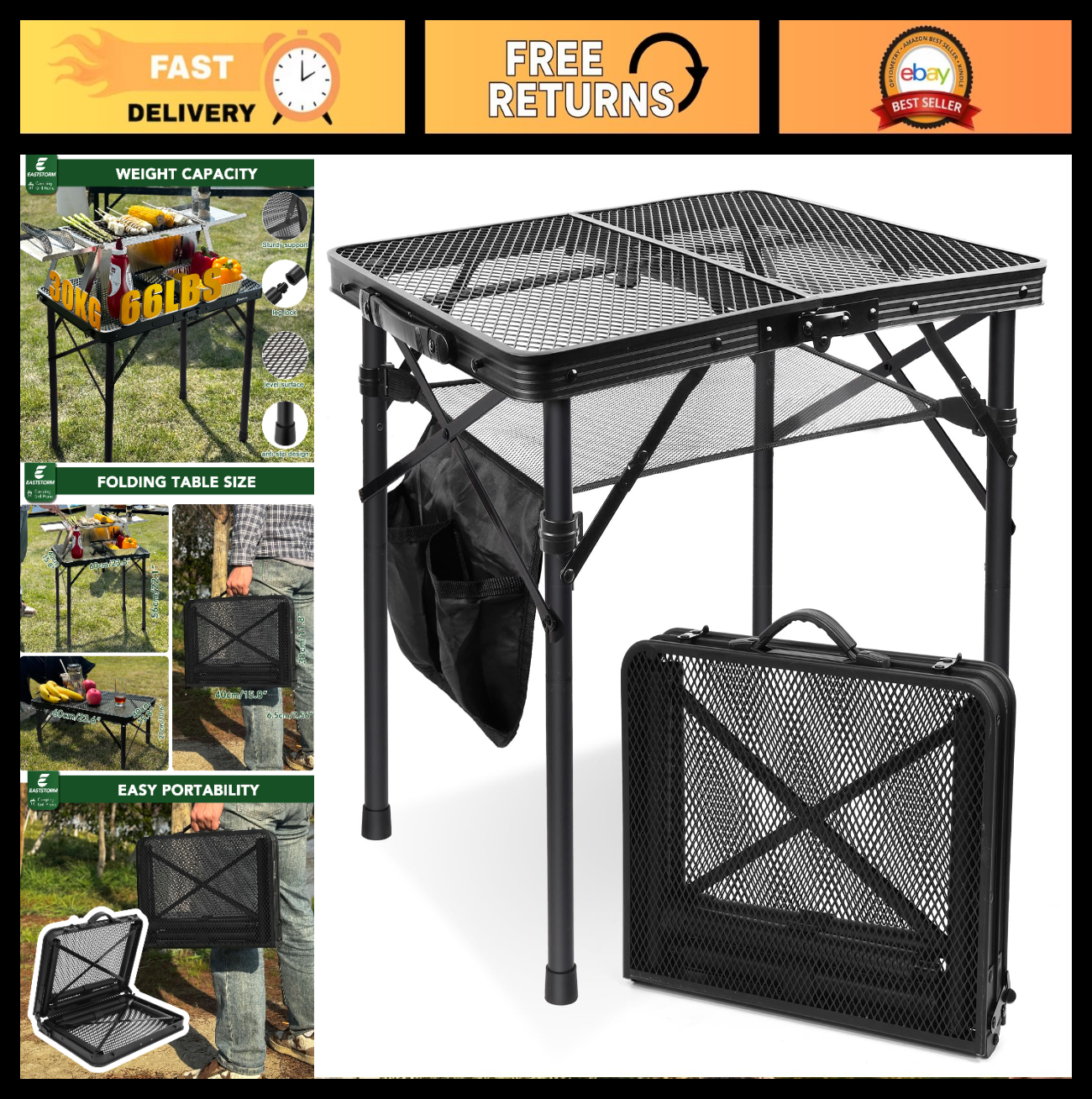 Compact Folding Picnic Table - Portable Outdoor Camping Table with Mesh Bag for0