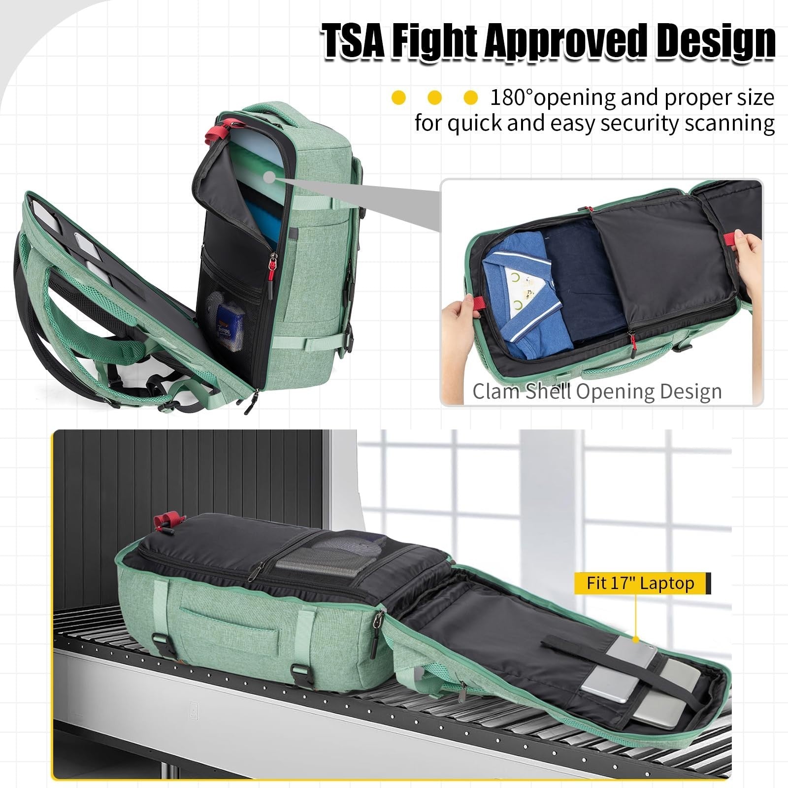 42L Travel Backpack with USB Port, Water-Resistant Carry-On, Fits 17.3" Laptop5