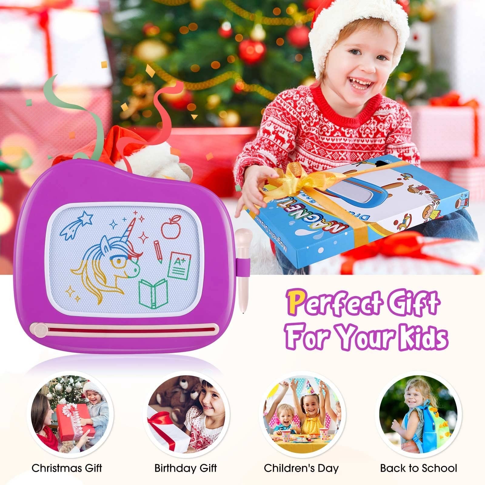 Magnetic Drawing Doodle Board for Toddlers, Educational Toys for 1-3 Year Olds,3