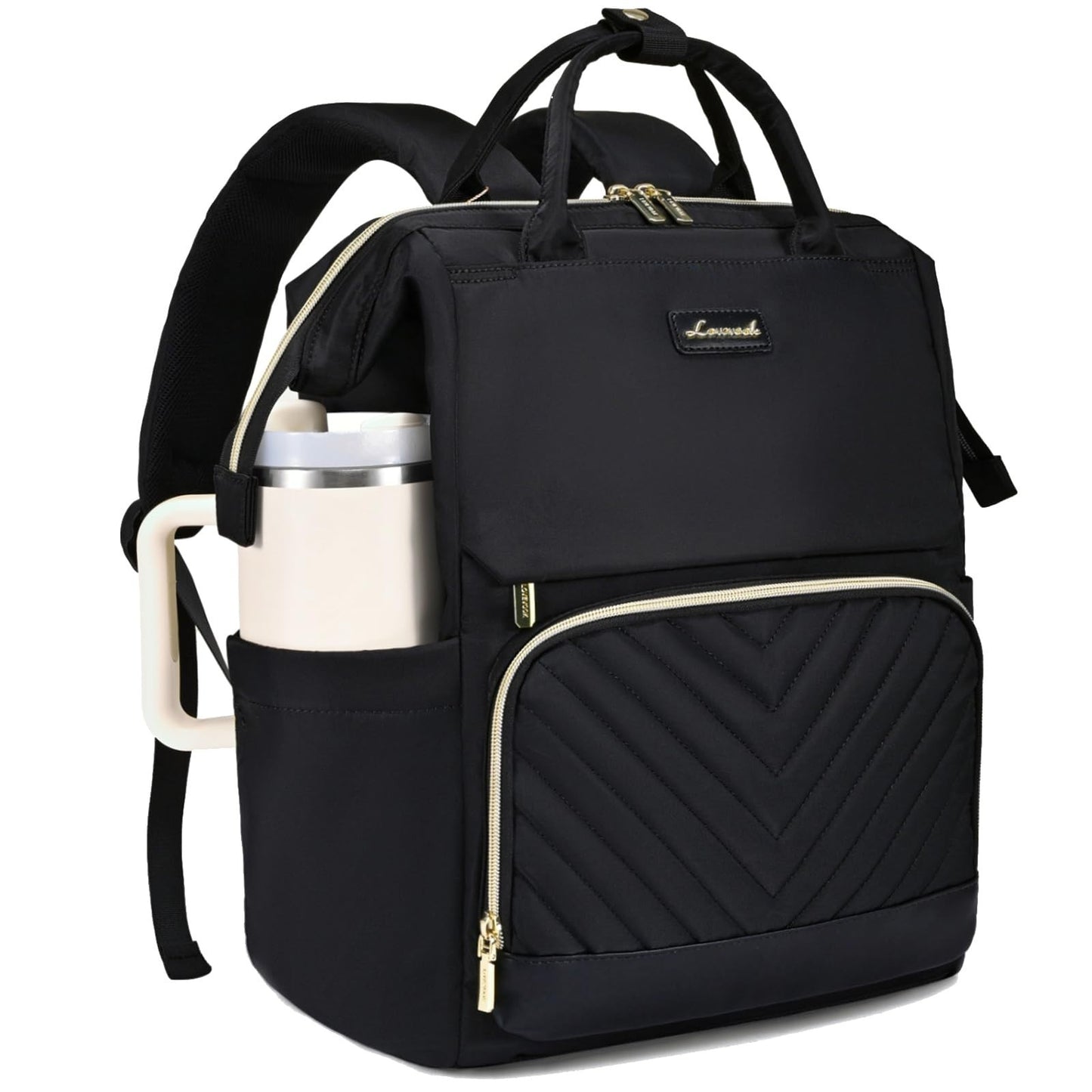 Stylish Laptop Backpack for Women   Travel Friendly with Tumbler Holder, Ideal f1