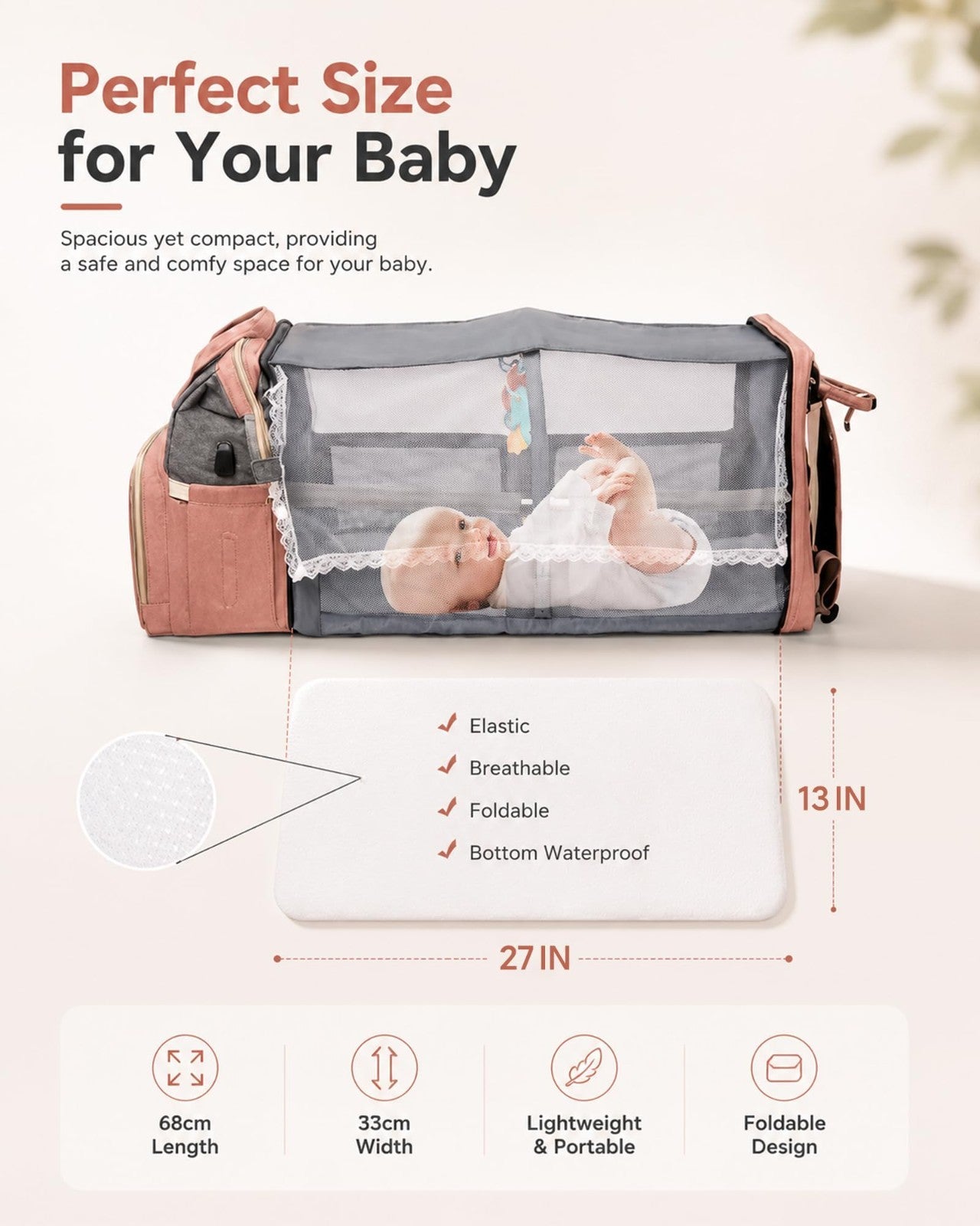 Large Capacity Diaper Bag Backpack with Changing Station, 25L, Travel Essential7