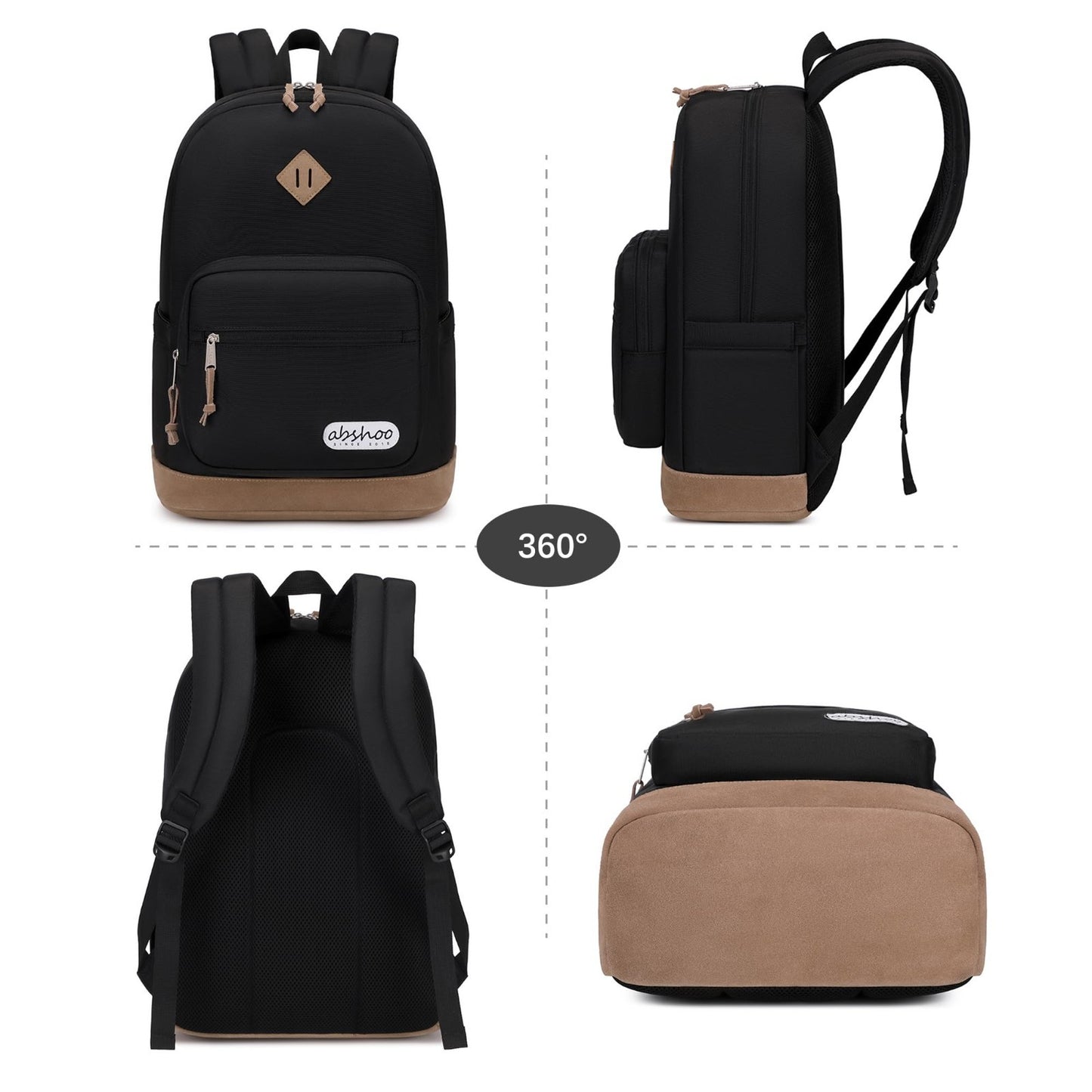 Classic School Backpack for College, Teen Bookbag, Casual Daypack   Black5
