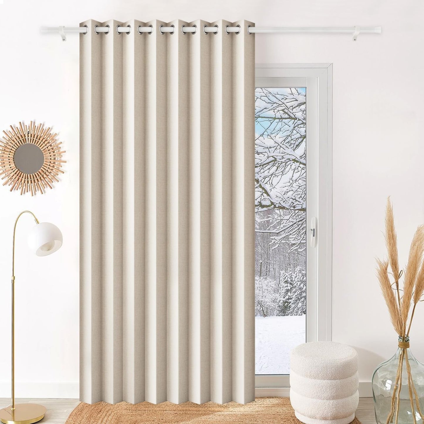 100% Blackout Pleated Doorway Curtains   60" Pinch Pleat Drapes for Bedroom, Liv1