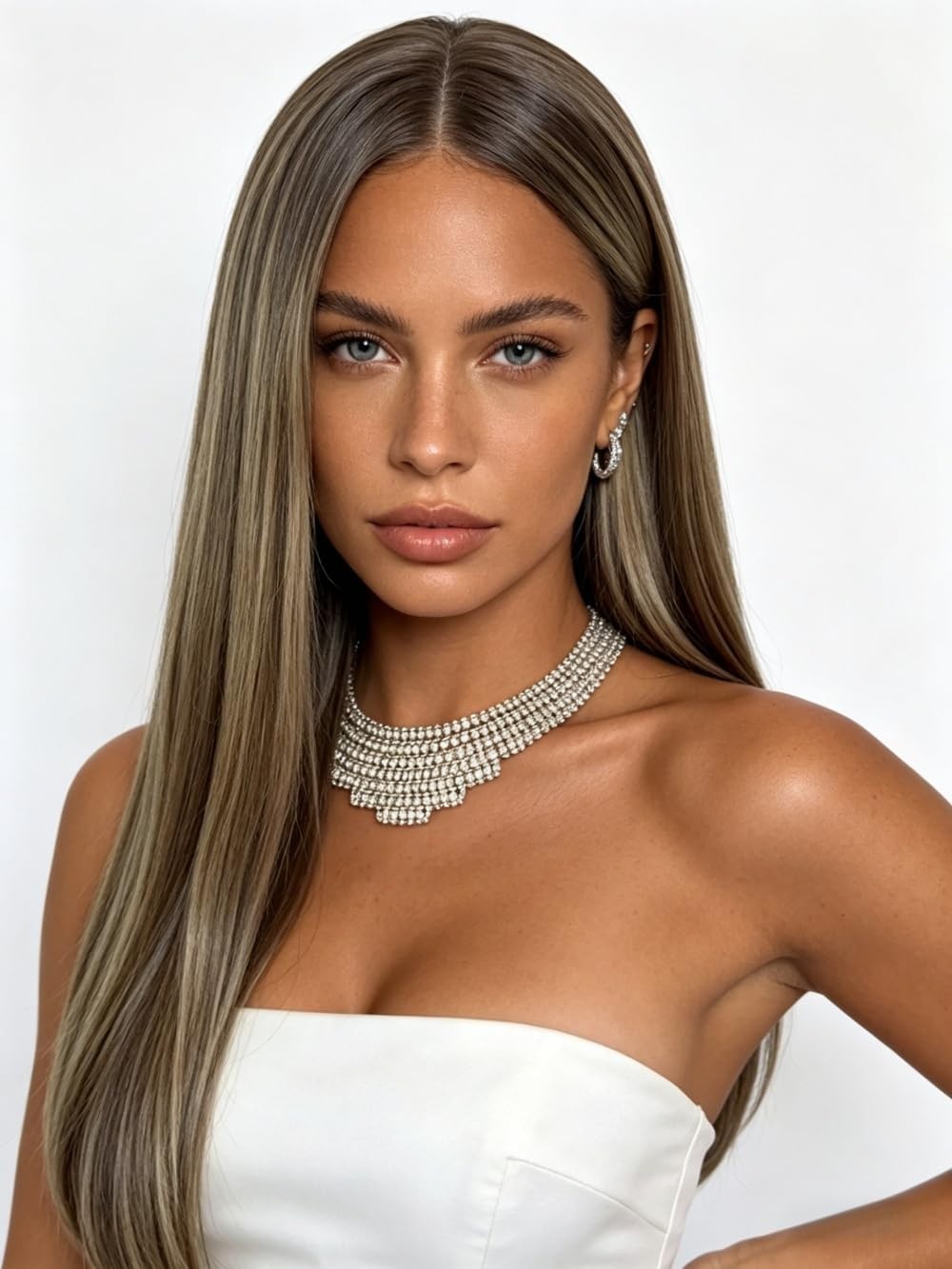 Chestnut Blonde Lace Front Wig with Dark Roots - Glueless, Pre-Plucked, 13x4 HD1