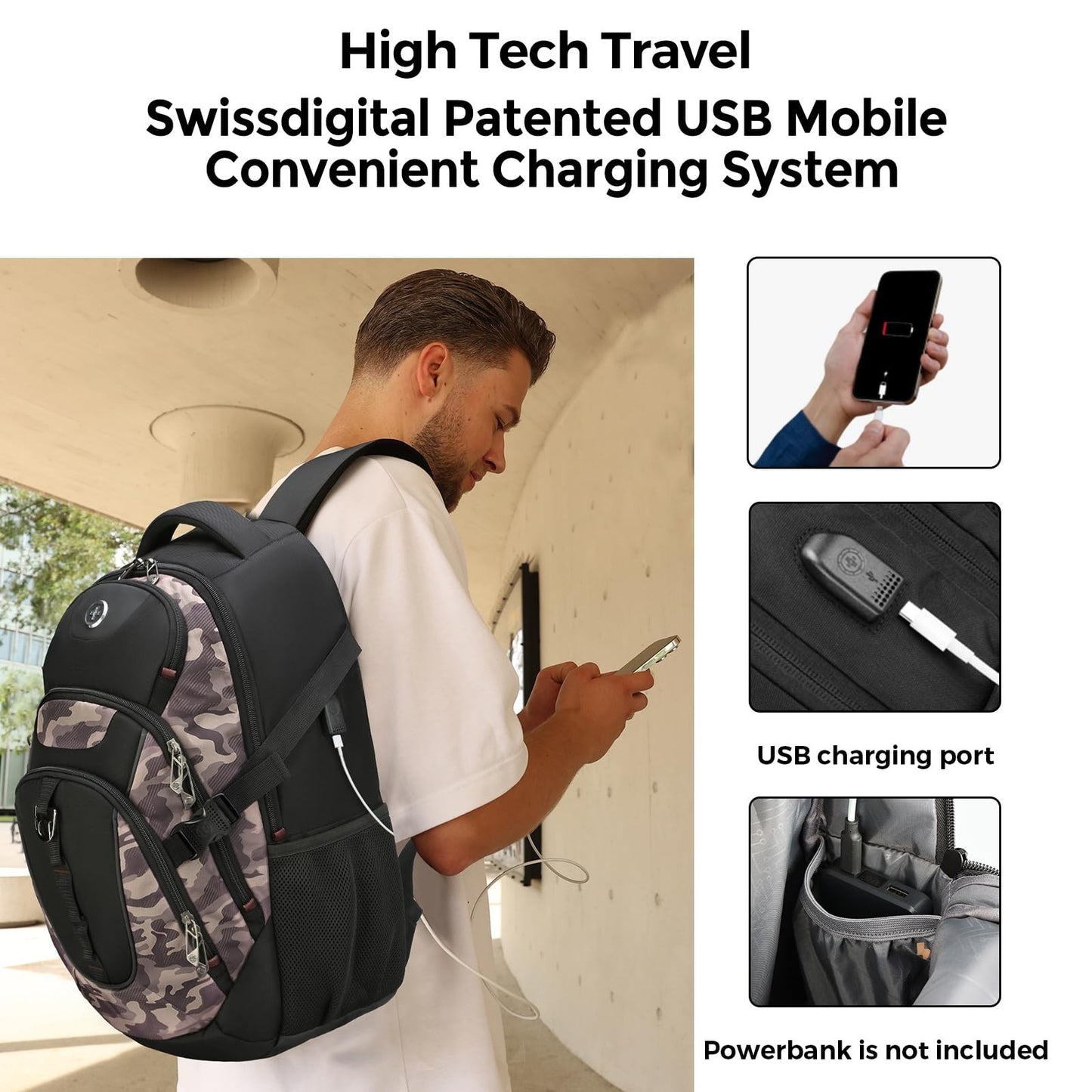 Laptop Backpack with USB Charging Port, 15.6" Travel Backpack, 31L College Bag,2