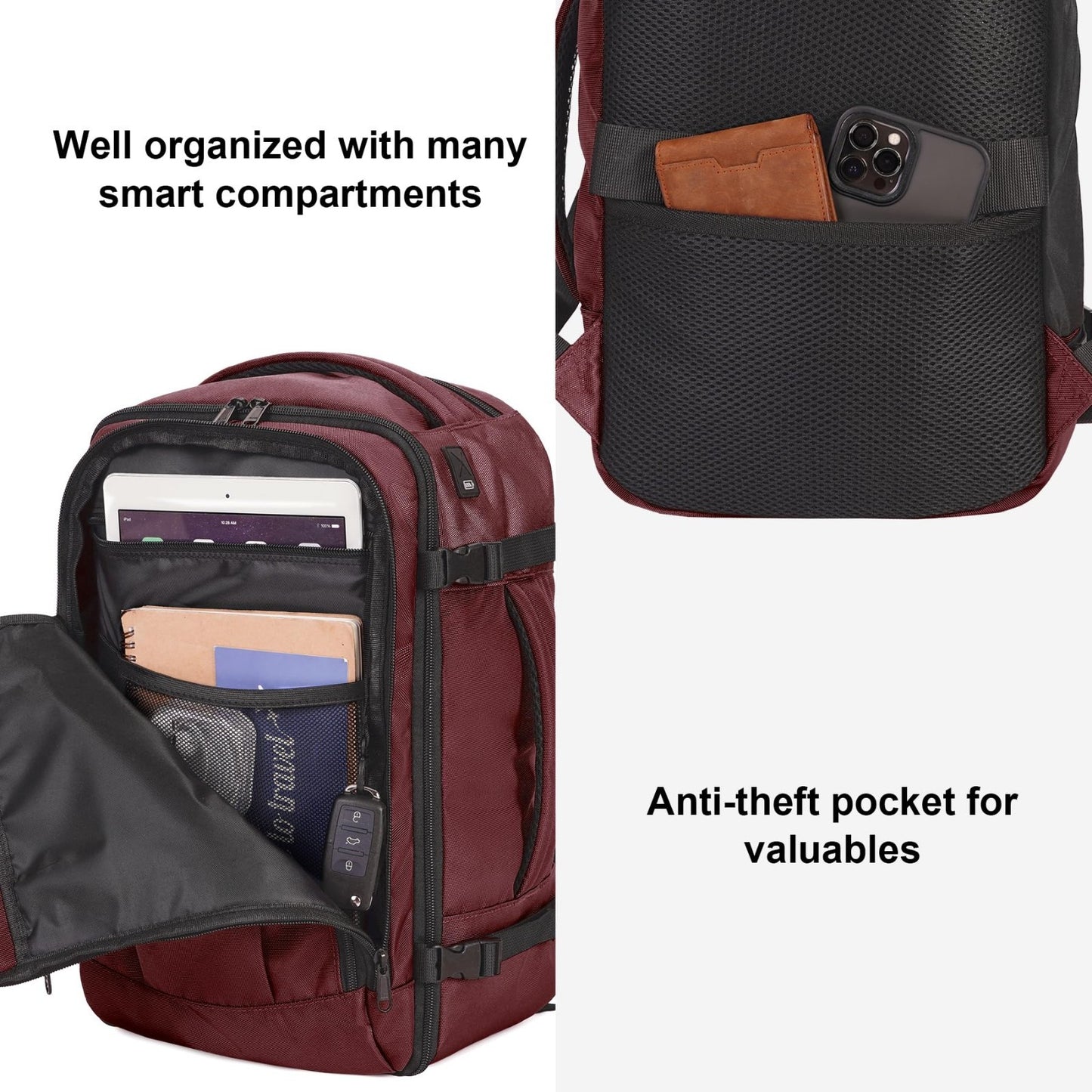 Travel Backpack 18x14x8   Airline Approved Personal Item Bag, Waterproof Daypack4