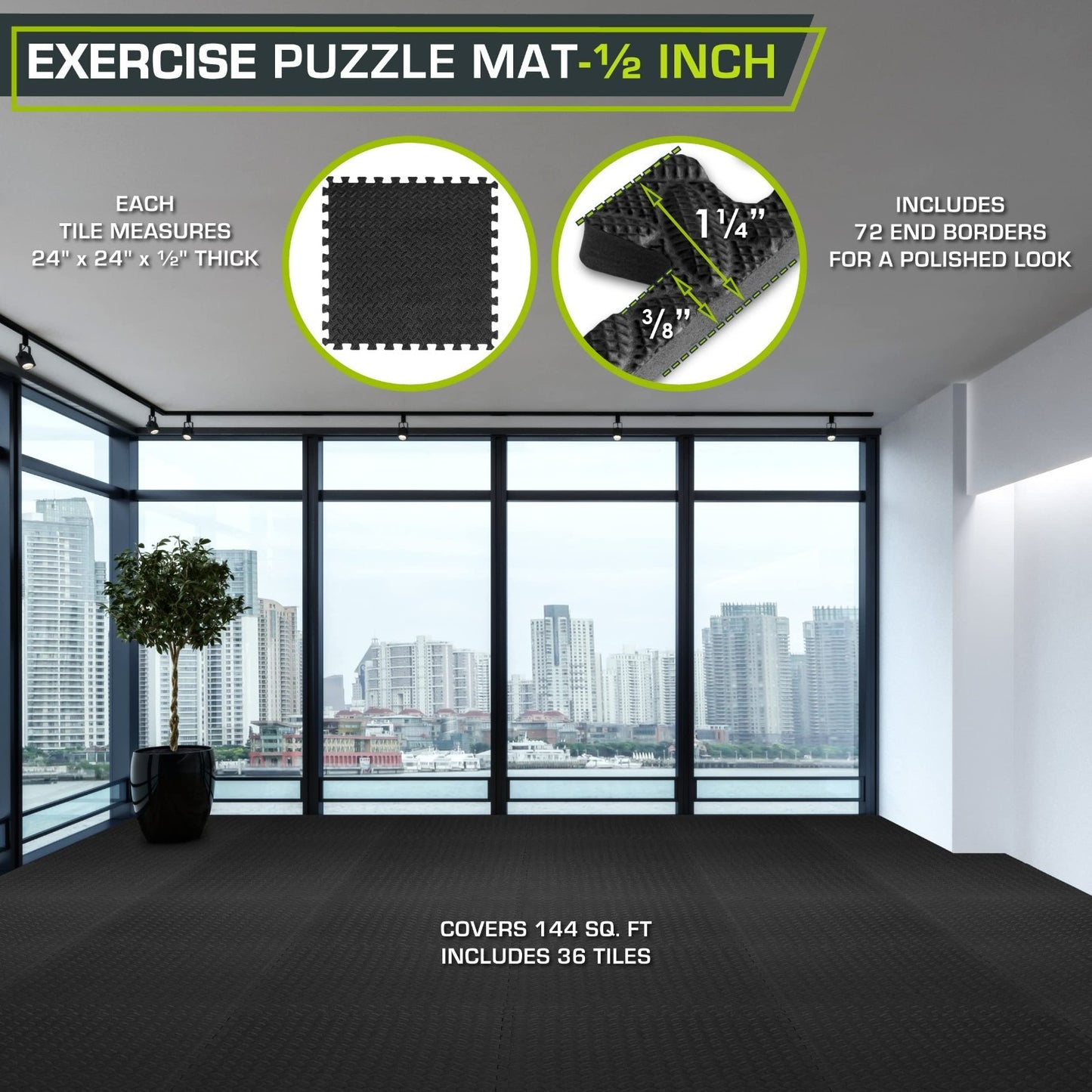 EVA Interlocking Foam Exercise Mat   ½ Inch Thick Puzzle Tiles for Home Gym, Kid2