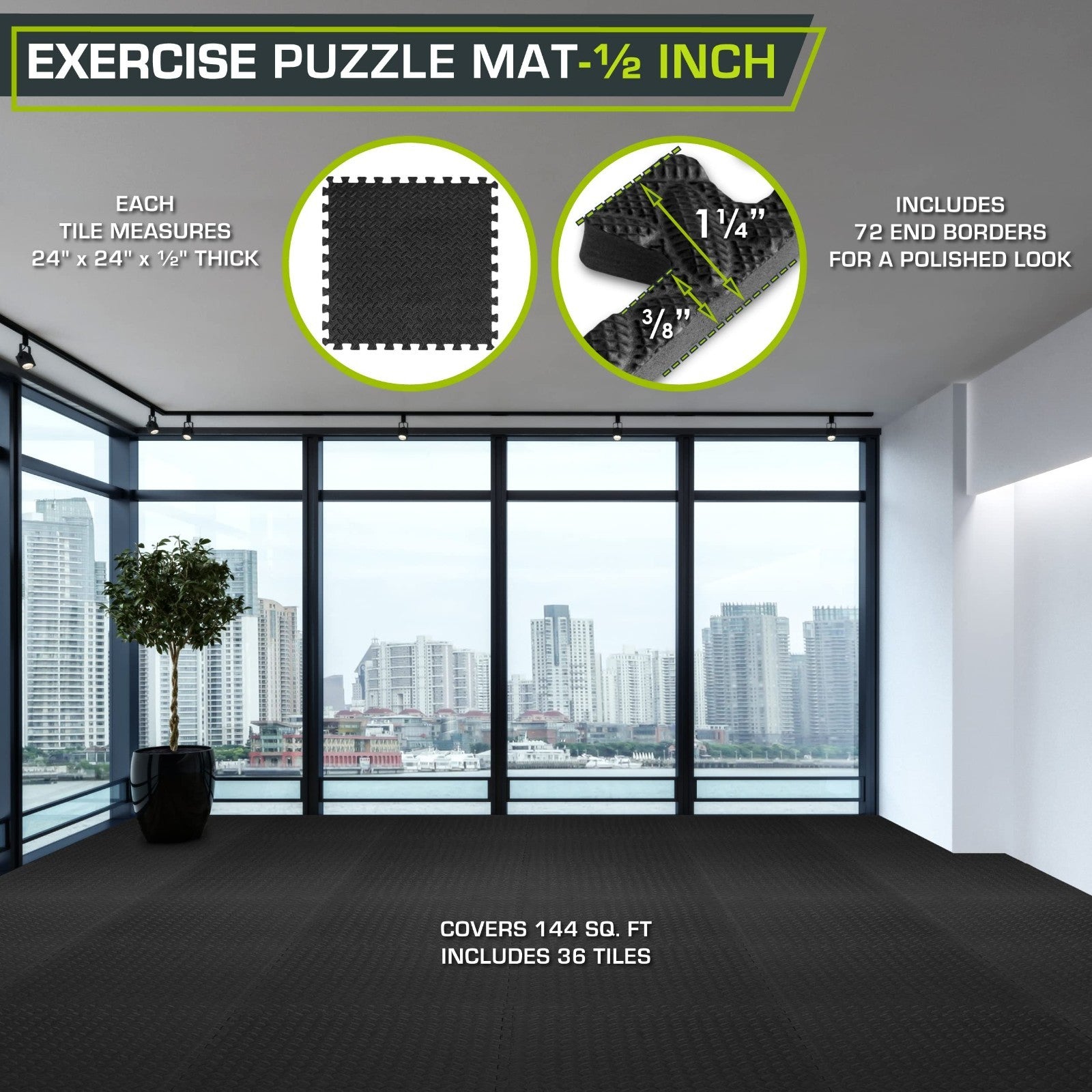 EVA Interlocking Foam Exercise Mat   ½ Inch Thick Puzzle Tiles for Home Gym, Kid2