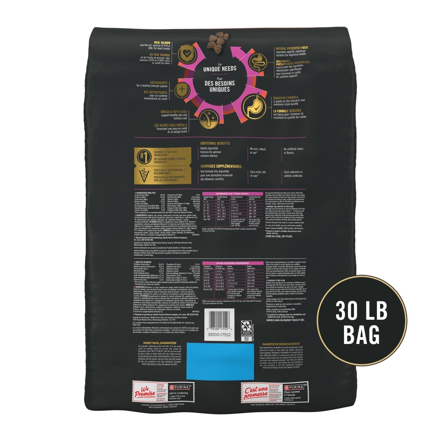 Sensitive Skin & Stomach Dry Dog Food, Salmon Flavor, 30 lb Bag   High Protein,8