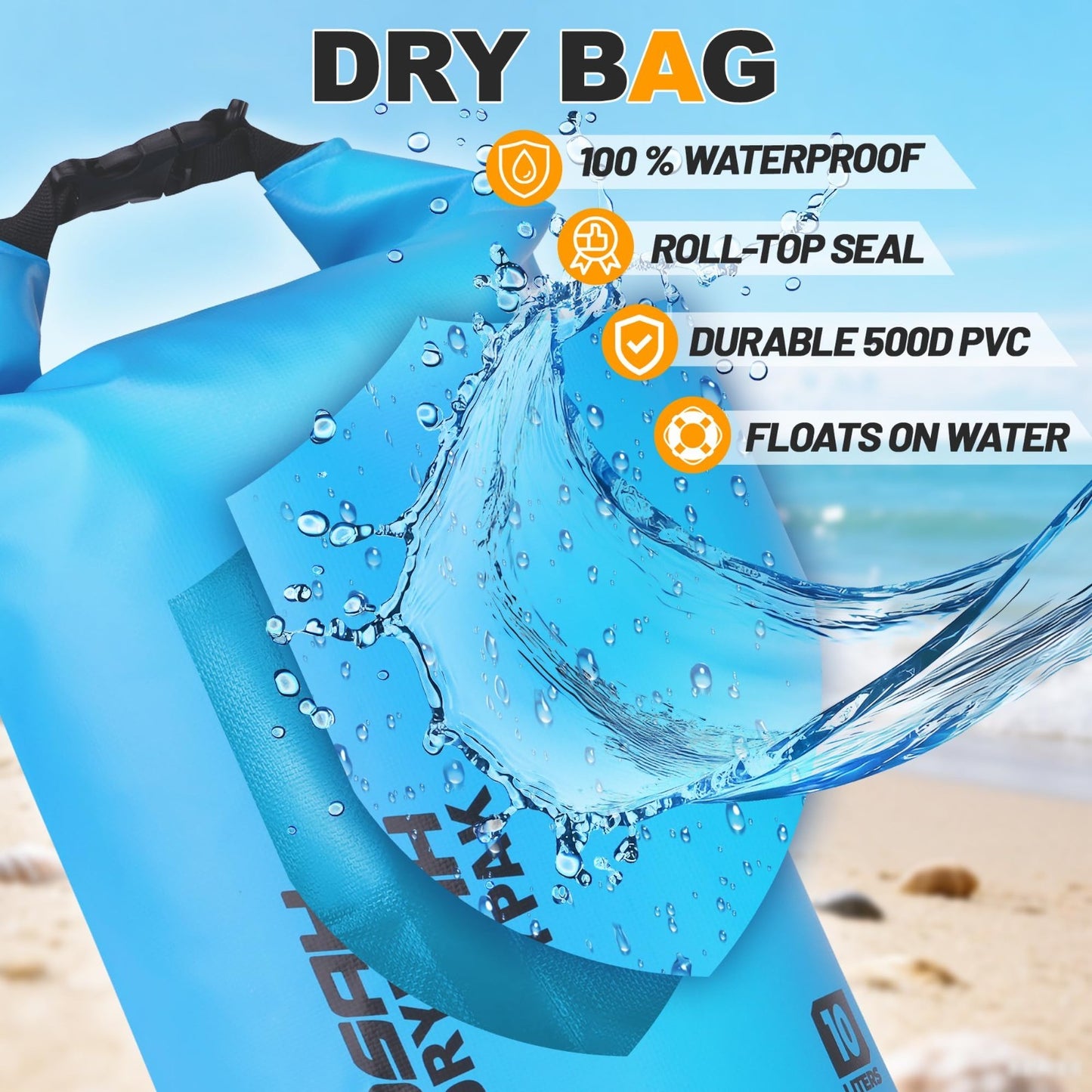 Waterproof Dry Bag 5L/10L/20L/30L/40L - Lightweight Roll Top Backpack for Travel5