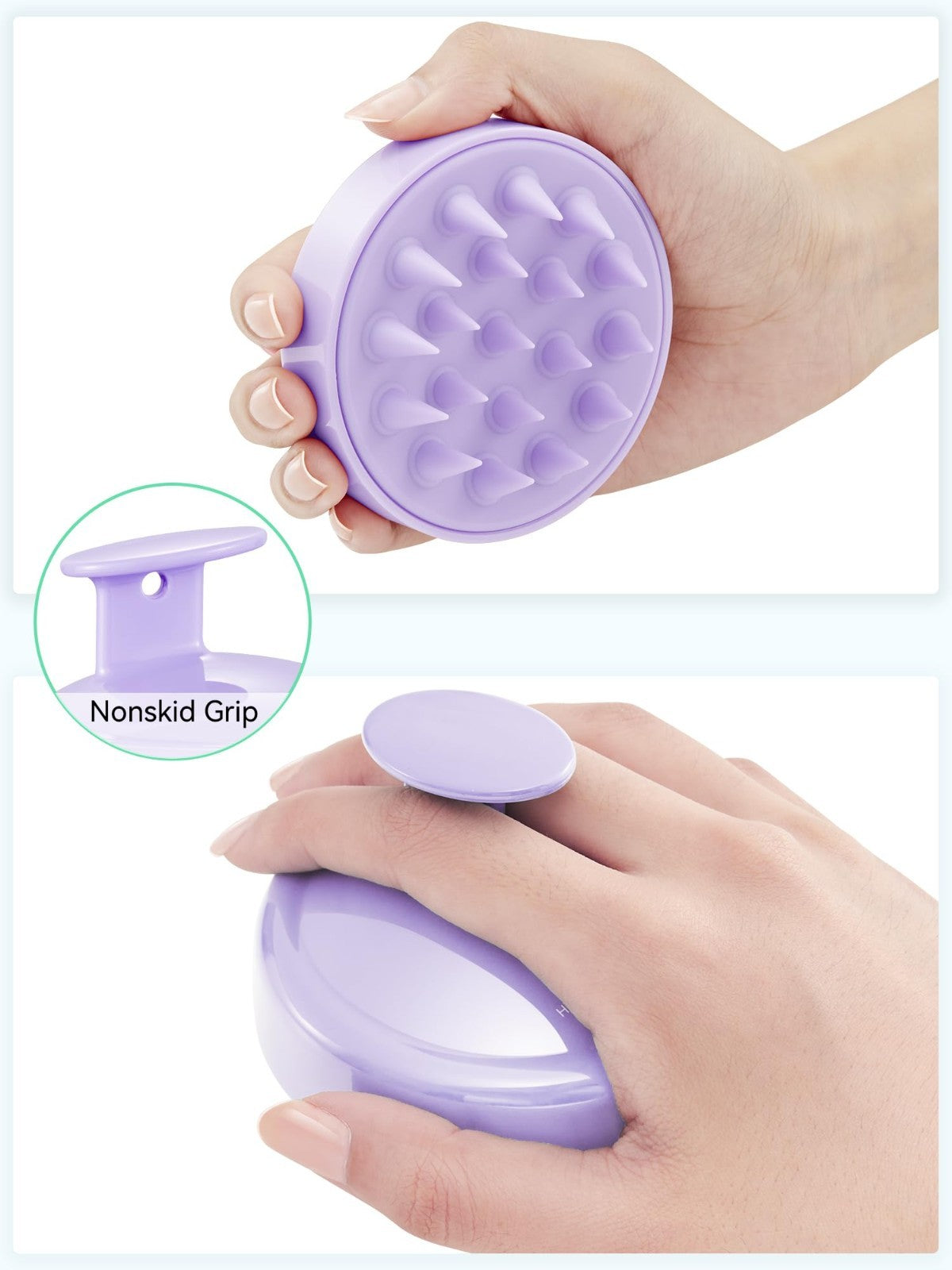 Scalp Massager Brush for Hair Growth   Soft Silicone Dandruff Scrubber, Light Pu2