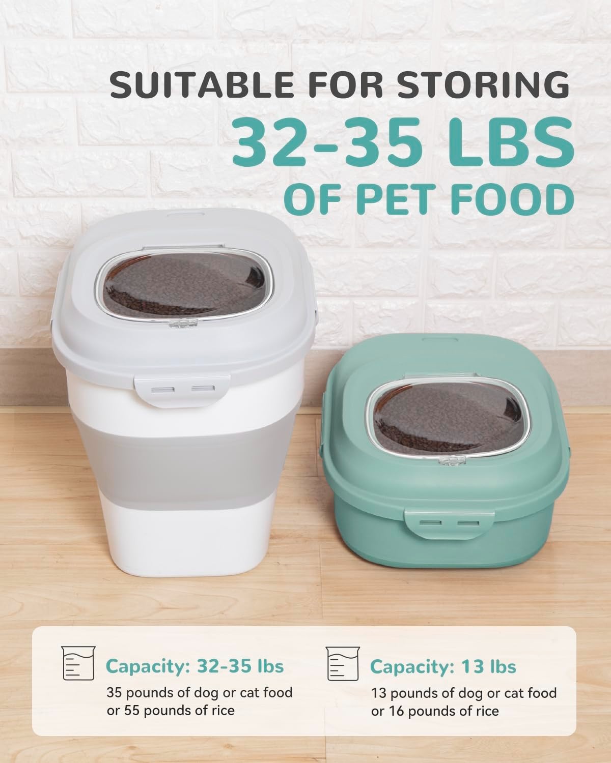 Airtight 30-35Lbs Dog Food Storage Container - Collapsible & Portable Pet Food B3