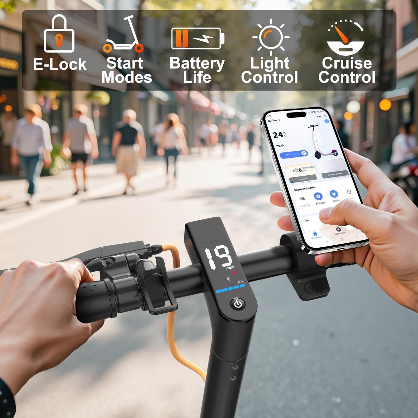 Powerful Electric Scooter 500W/350W Motor, 19MPH Speed, 16-27 Miles Range, Foldi4