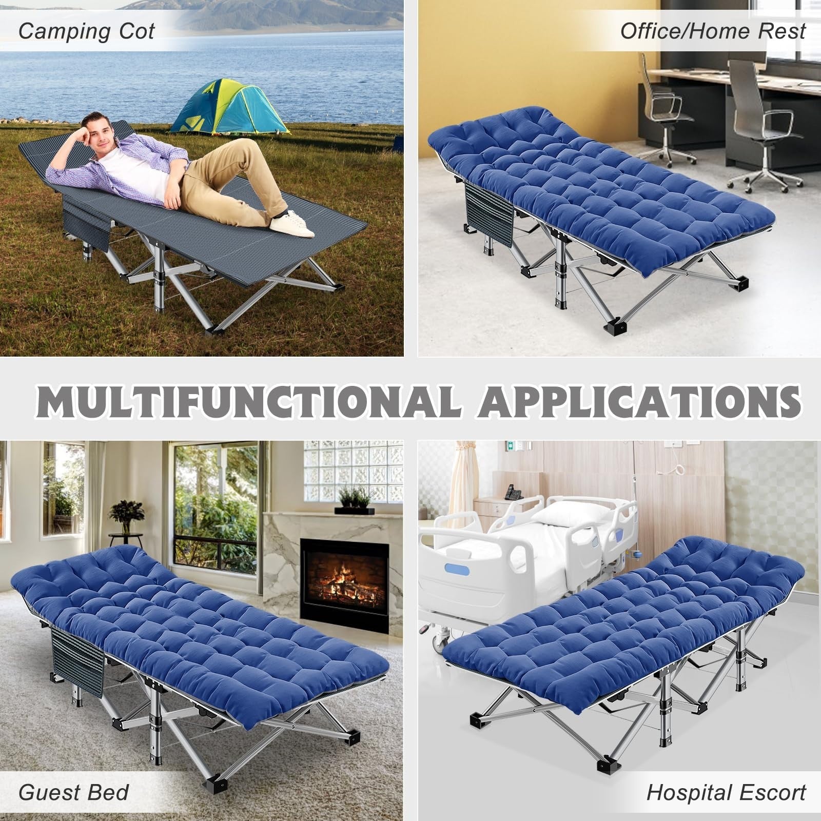 Folding Camping Cot for Adults, 28" Wide Heavy Duty Bed, 800 lbs Capacity, Mattr7