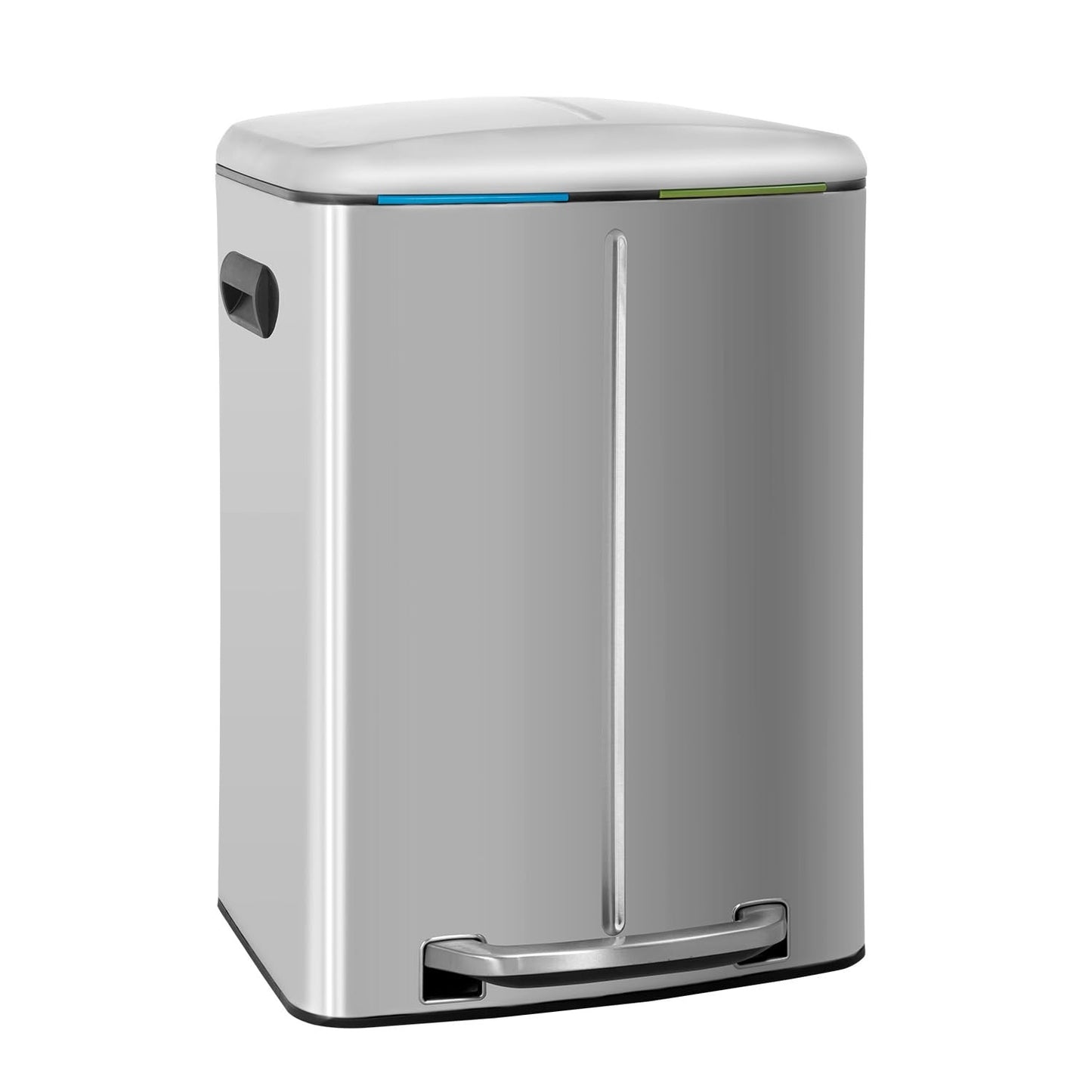 Dual Compartment Trash Can with Lid, Removable Inner Bucket, Foot Pedal, Soft Cl1