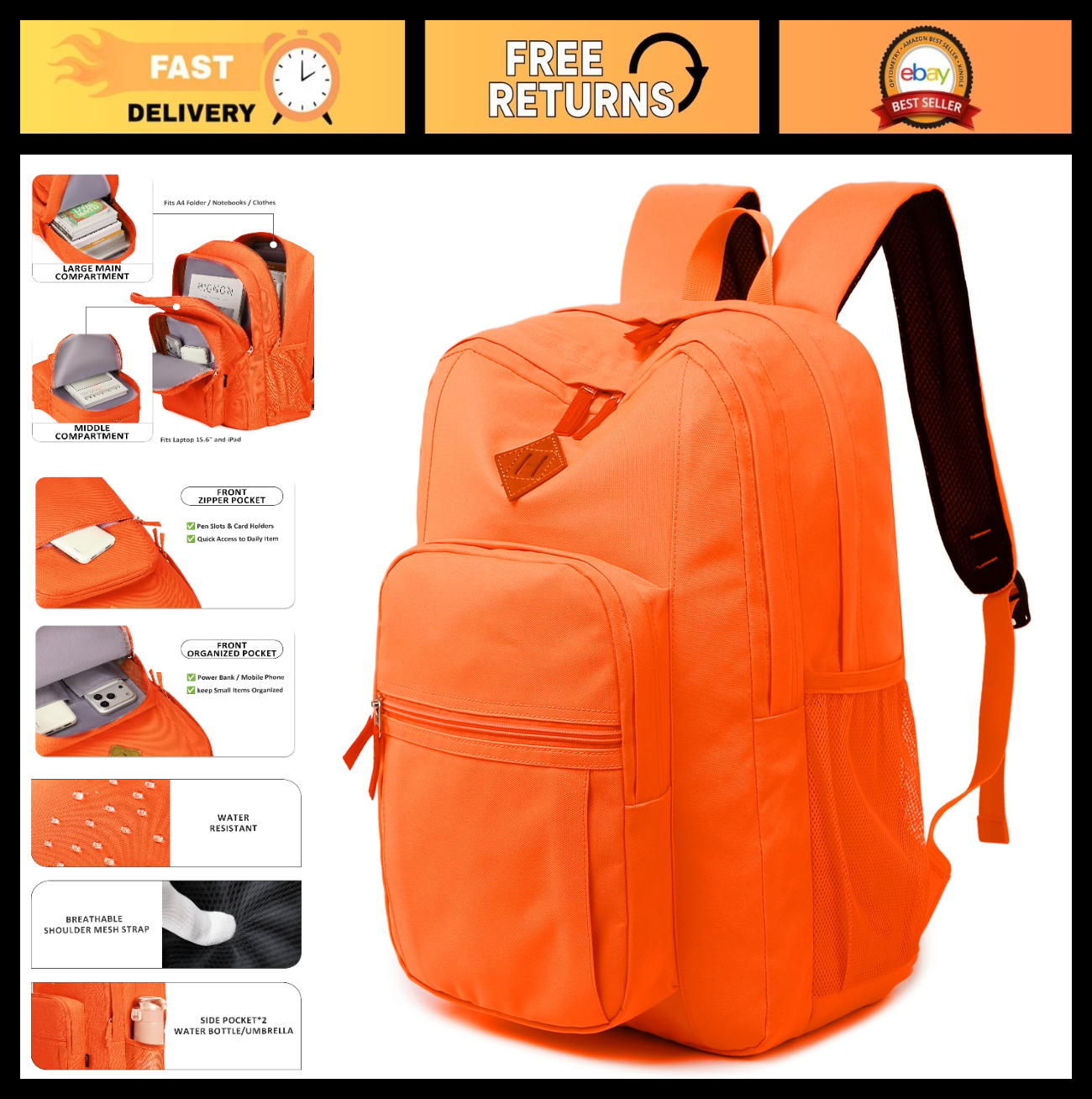 Water Resistant Women's Travel Backpack, College Bookbag for Men & Women, Tanger0