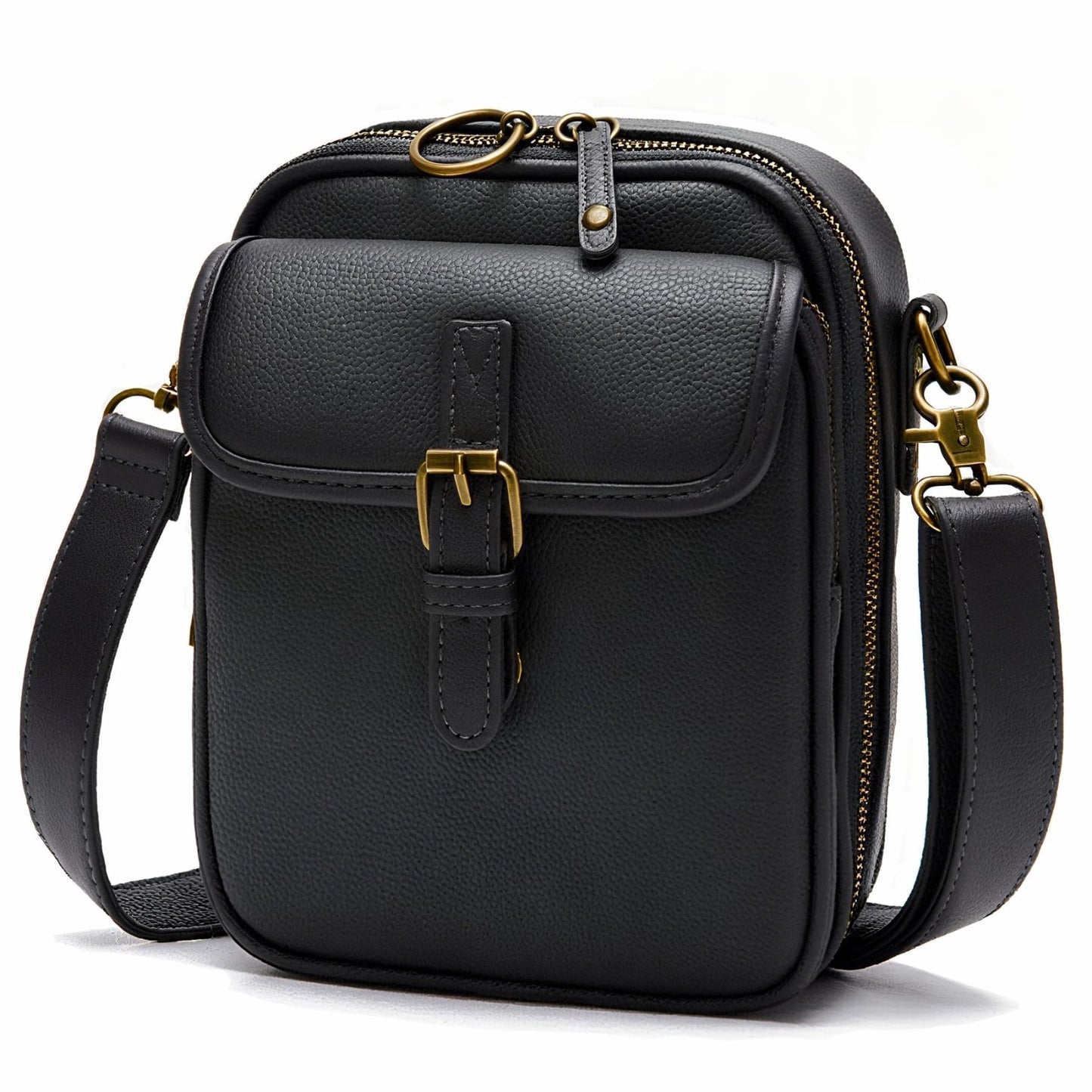 Vegan Leather Crossbody Bags for Women - Vintage Anti-Theft Messenger Purse with1