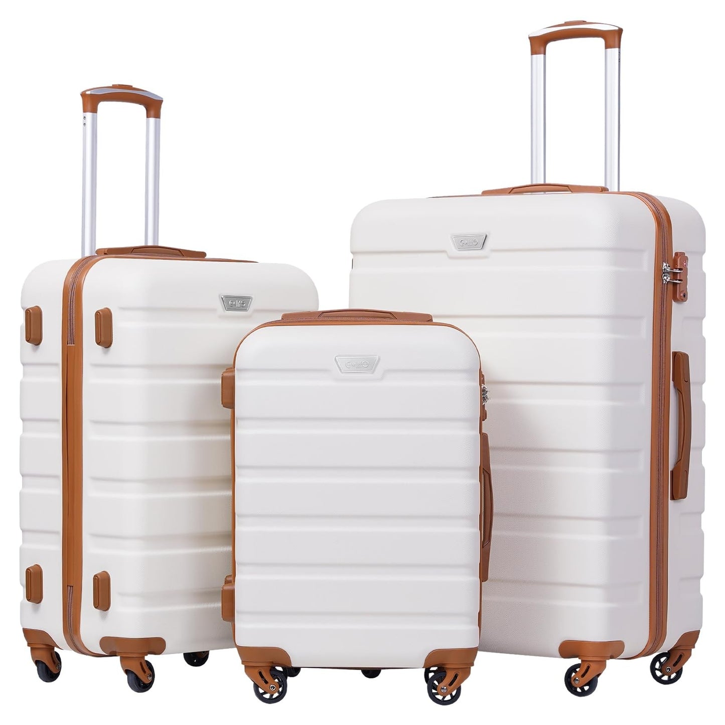 Lightweight Durable Hardshell Luggage Set, 3-Piece Suitcase with 360° Spinner Wh1