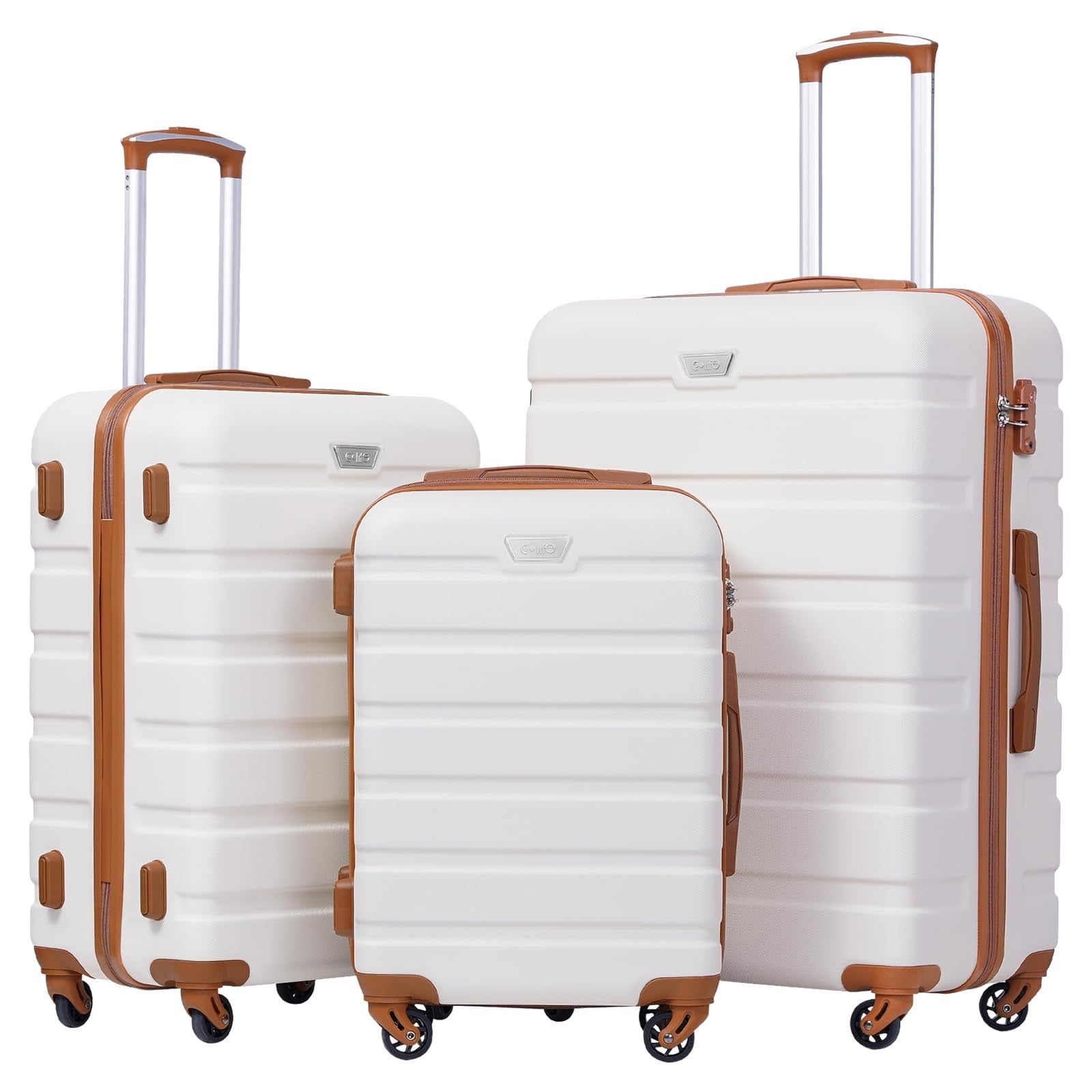 Lightweight Durable Hardshell Luggage Set, 3-Piece Suitcase with 360° Spinner Wh1