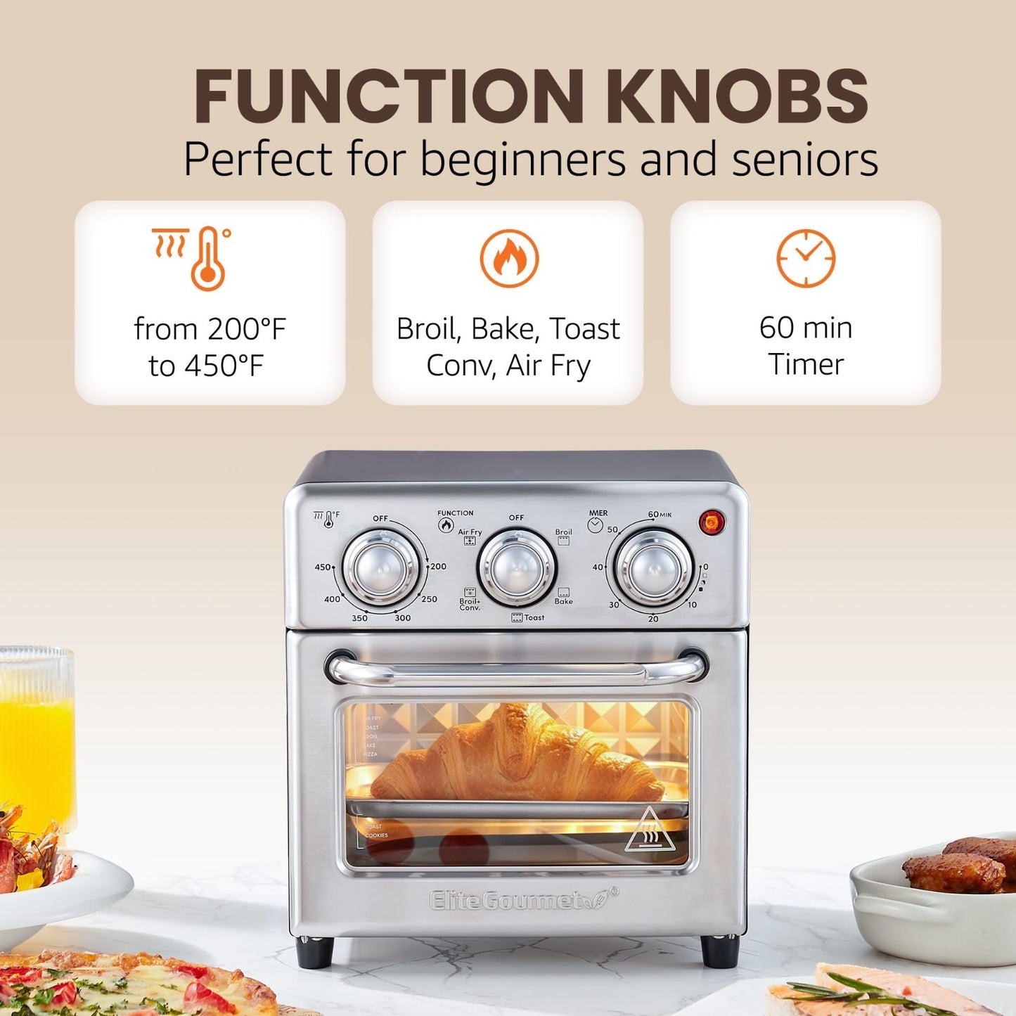 Compact 8.5Qt Air Fryer Oven - Mini Countertop Fryer with Adjustable Temp & Time5