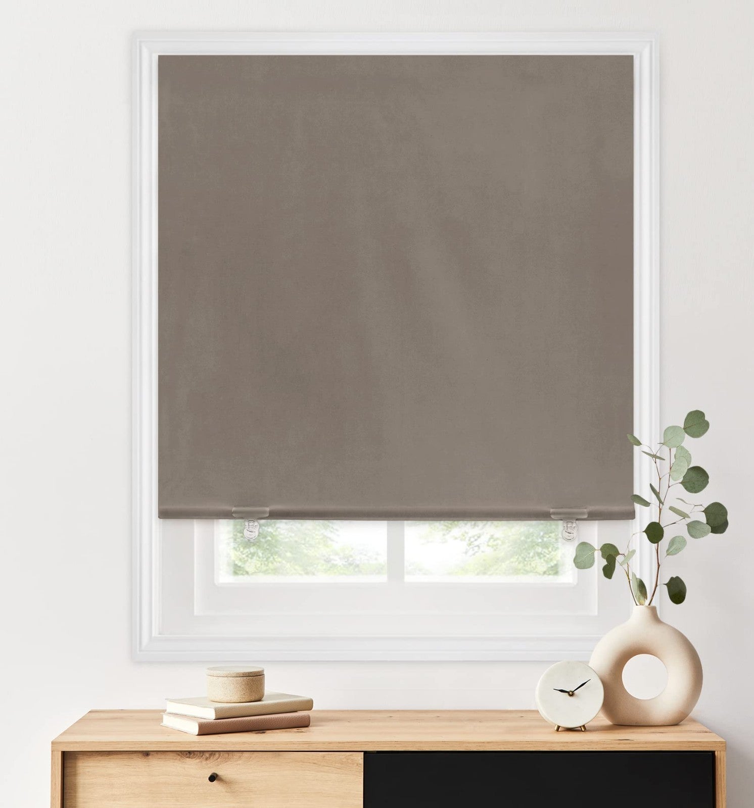 100% Blackout Roller Shades 36"x72" Taupe | Cordless No-Drill Thermal Insulated1